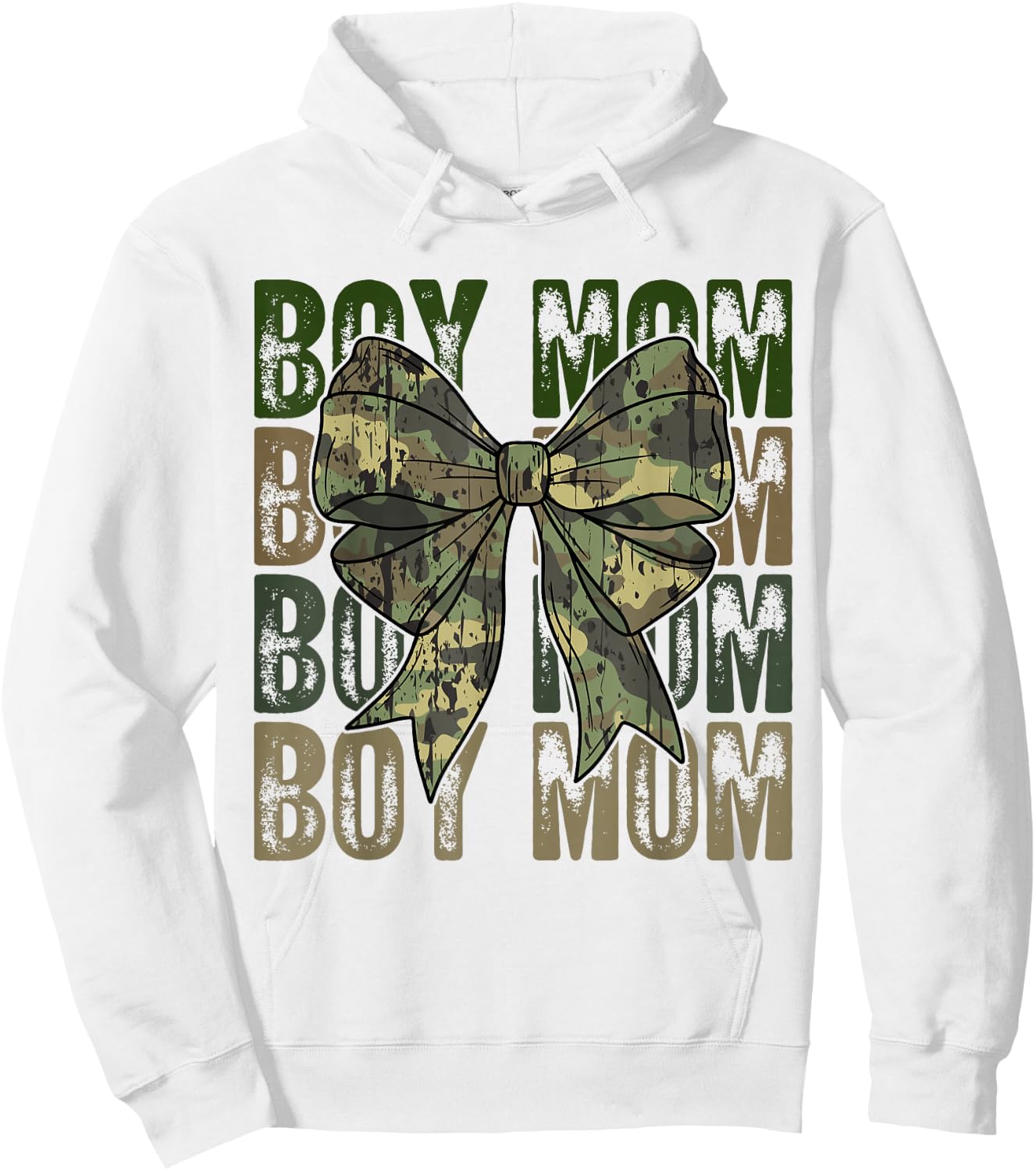 Boy Mom Camo Coquette Bow Camouflage Mama Mom Hunting Season Hoodie - Hoodie | White
