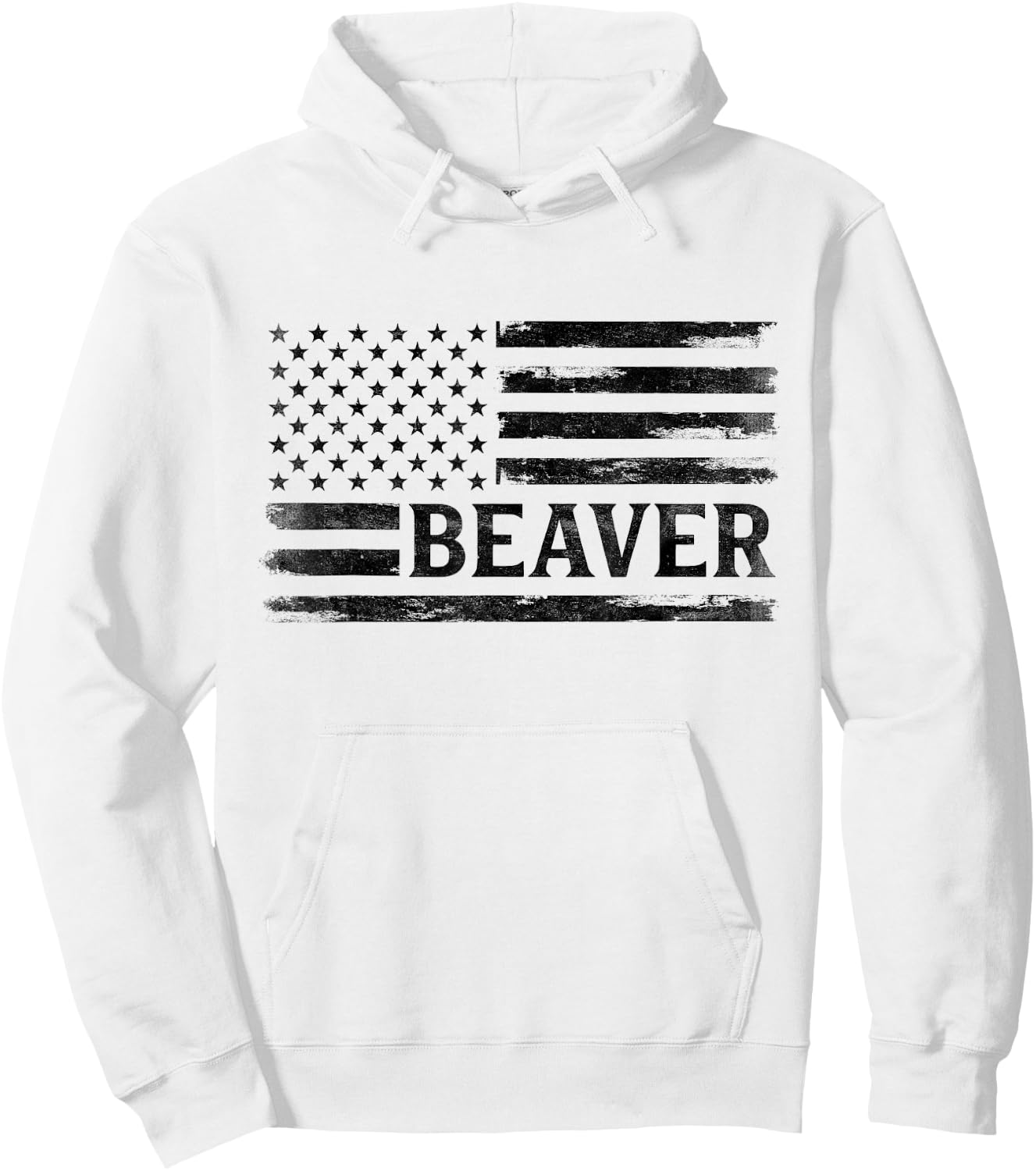 Beaver Black Vintage USA Flag Animal Lover Hoodie - Hoodie | White