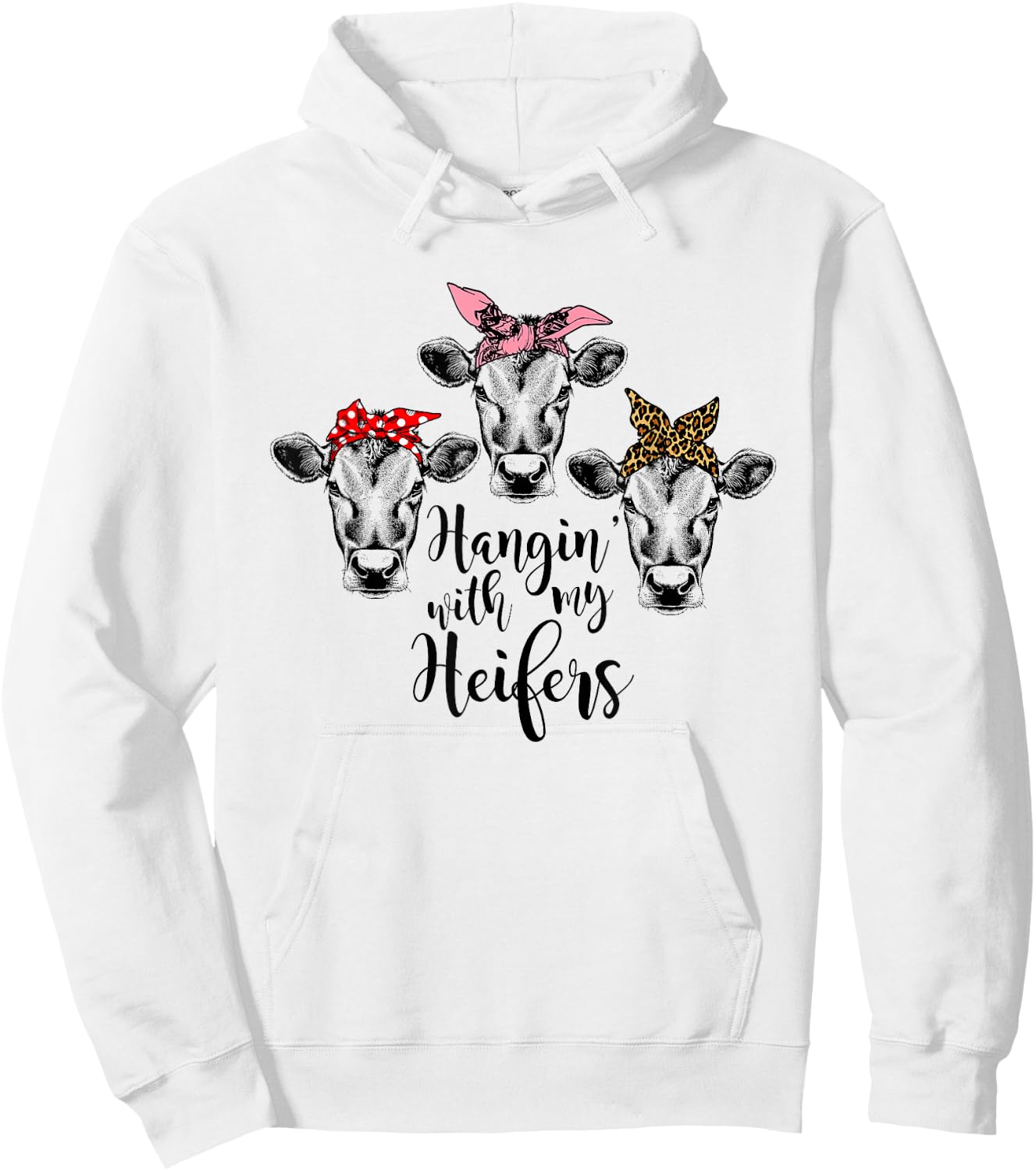 Cute Women's Hanging With My Heifers Bandana Hoodie - Hoodie | White