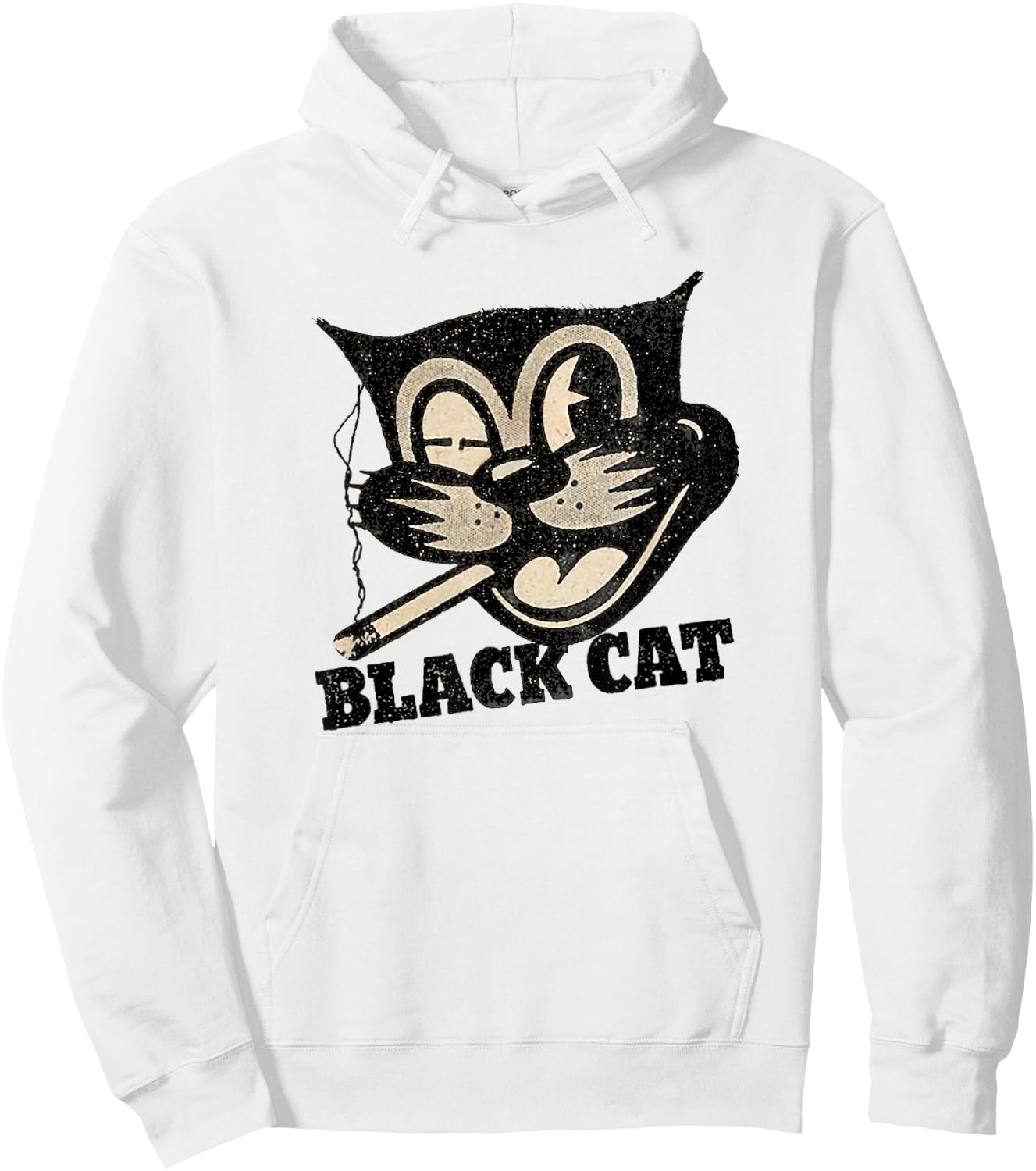 Vintage Retro Black Cat Smoking Halloween Gift Hoodie - Hoodie | White