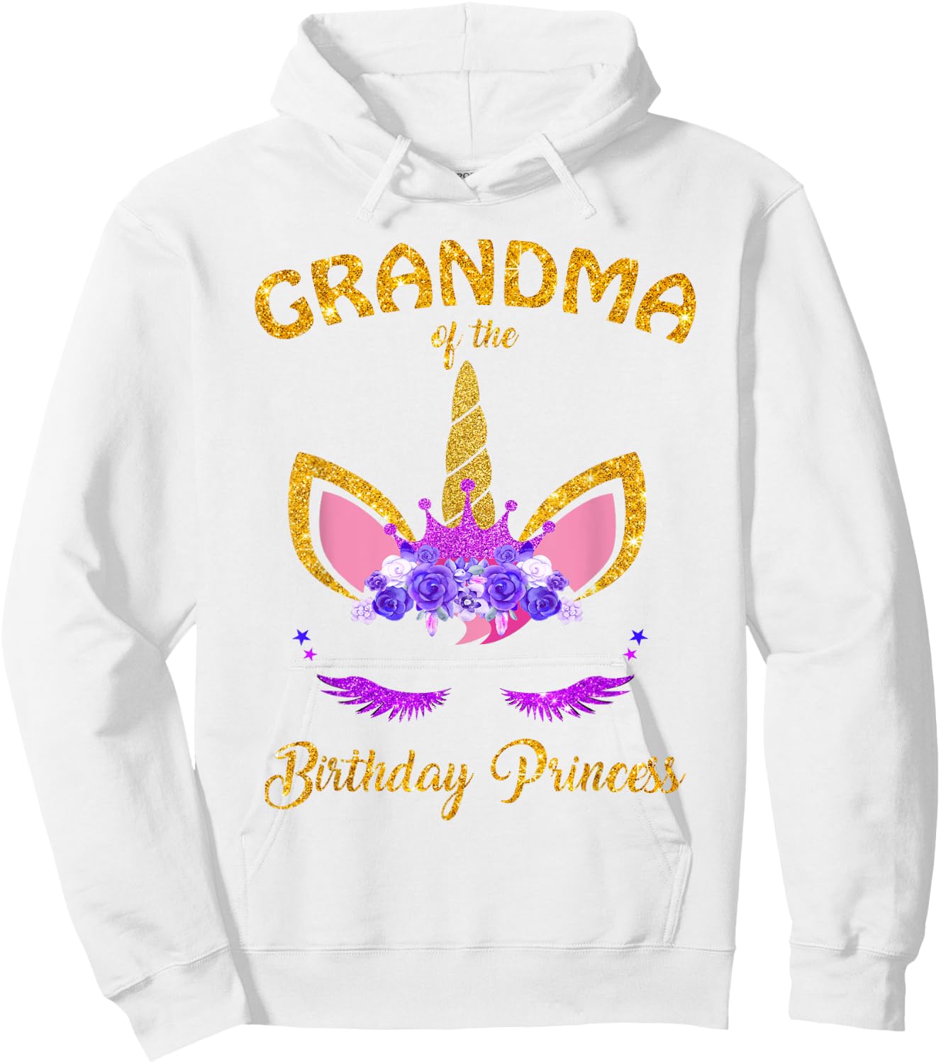 Grandmother Of The Birthday Princess Unicorn Family T Shirt Hoodie - Hoodie | White