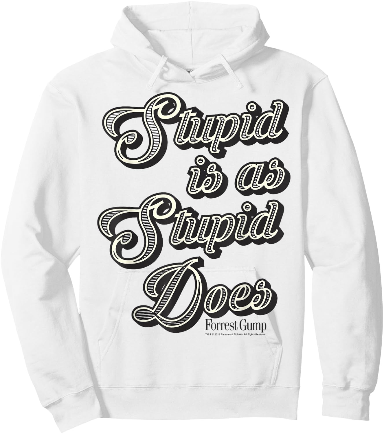 Forrest Gump Stupid Is As Stupid Does Vintage Text Hoodie - Hoodie | White