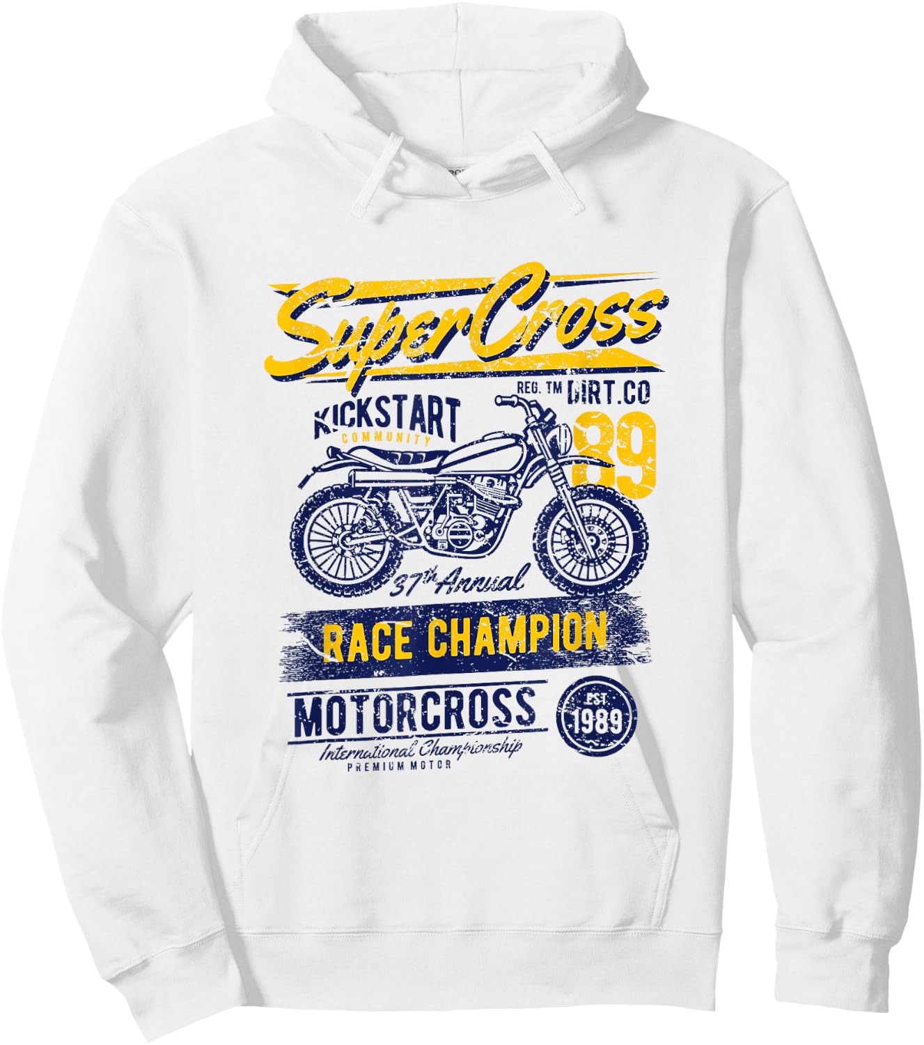 Supercross Race Champion Vintage Motorcycle Eighties Hoodie - Hoodie | White