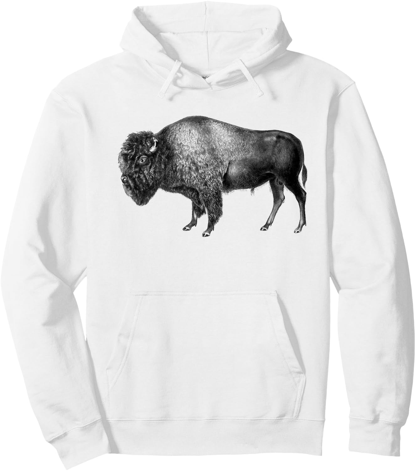 Buffalo Vintage Retro American Bison Hoodie - Hoodie | White