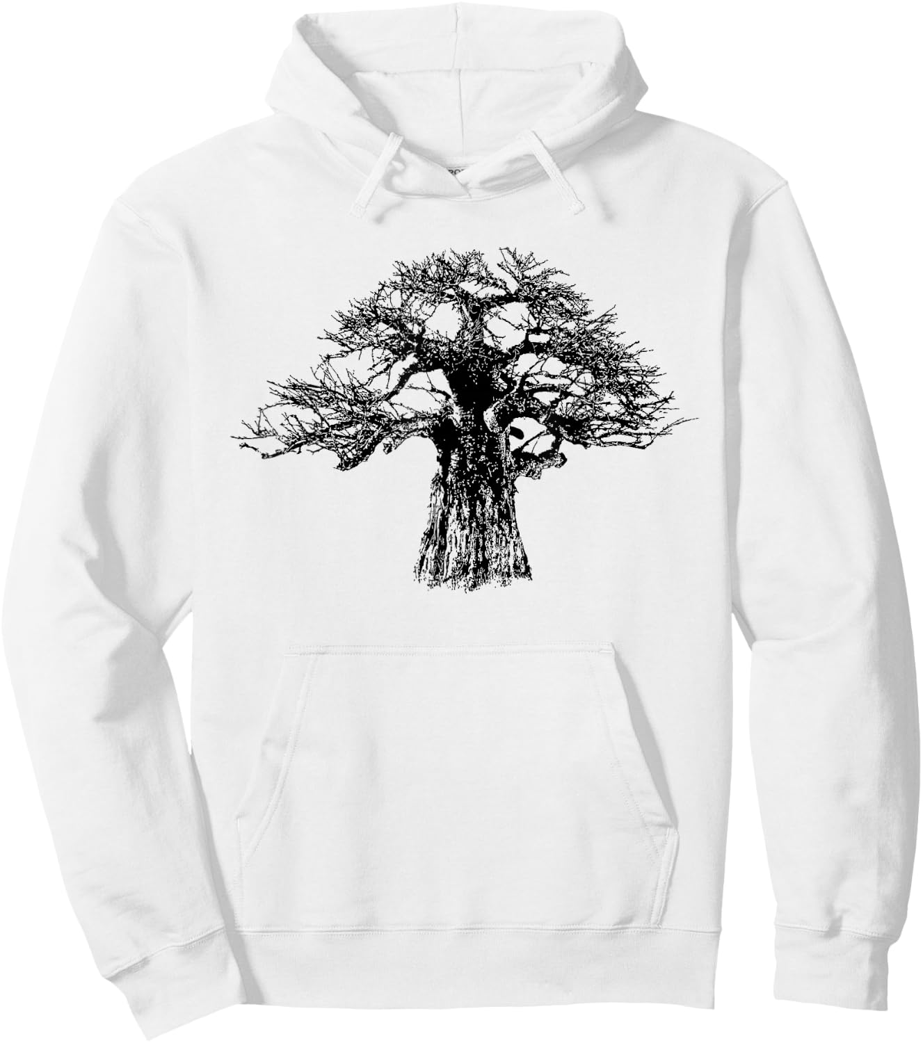 Giant Baobab Tree in Bold Monochrome for Tree Lovers Hoodie - Hoodie | White