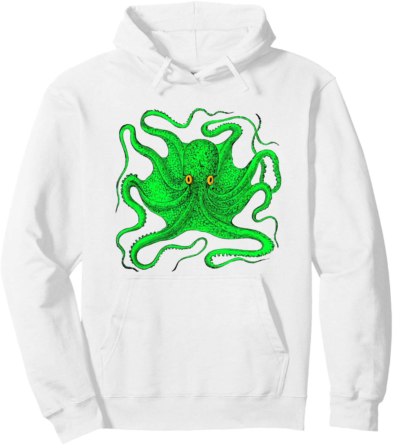 Octopus Shirt (green with yellow eyes) Hoodie - Hoodie | White