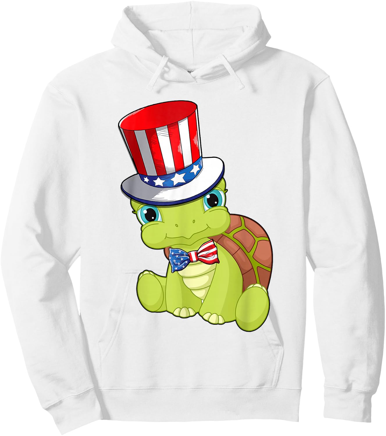 Turtle American Flag Hat Patriotic 4th Of July Shirt Gifts Women Kids Men Hoodie - Hoodie | White