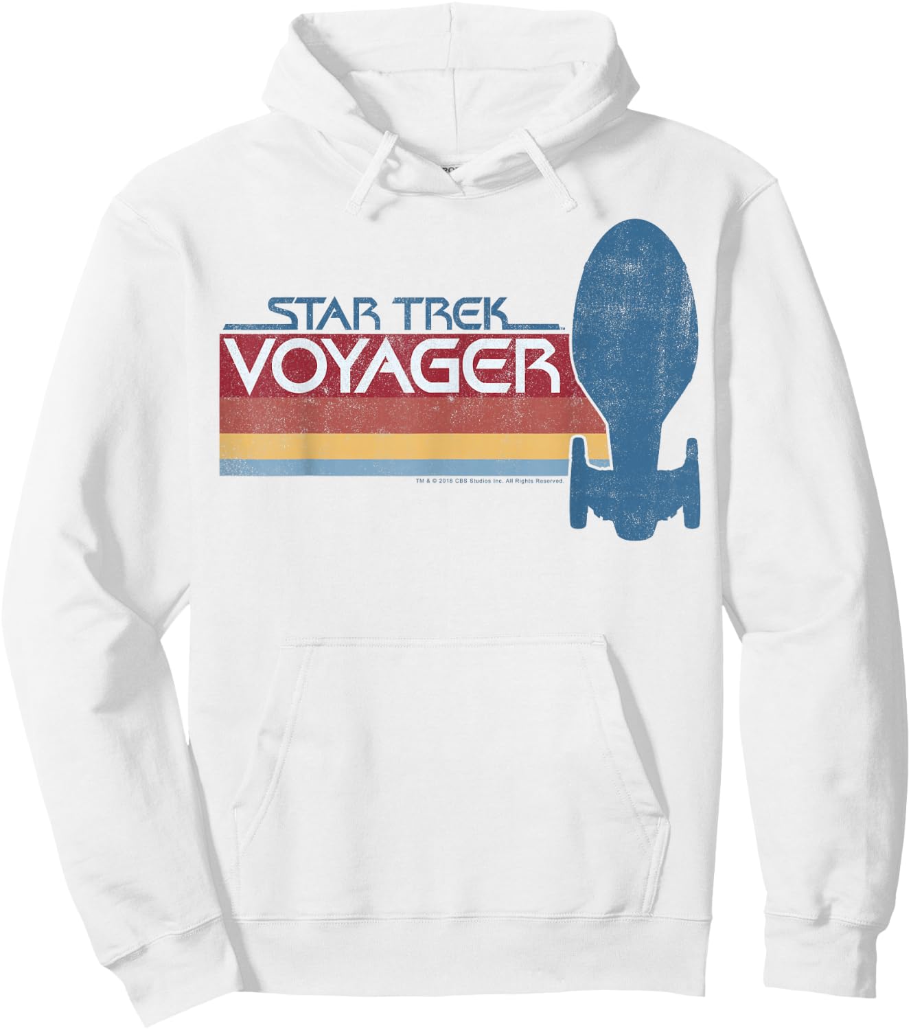 Star Trek Voyager Retro Rainbow Stripe Hoodie - Hoodie | White