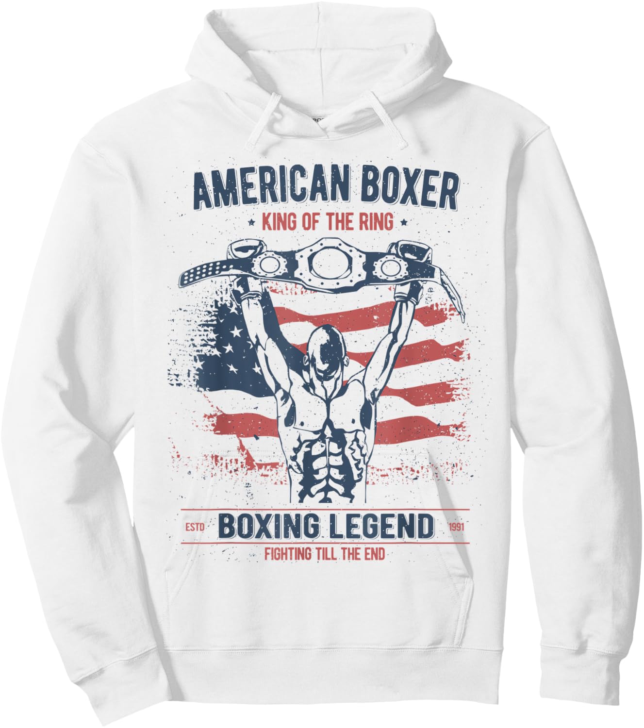Boxing Shirts Vintage Style Gifts USA American Boxer Hoodie - Hoodie | White