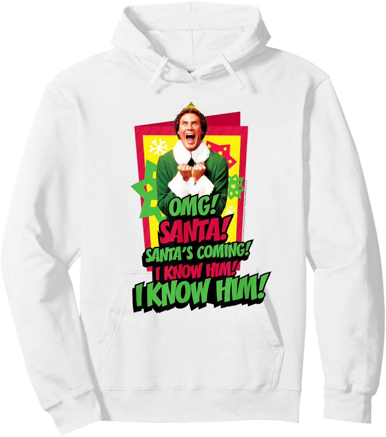 Elf Santa's Coming! I Know Him! Hoodie - Hoodie | White