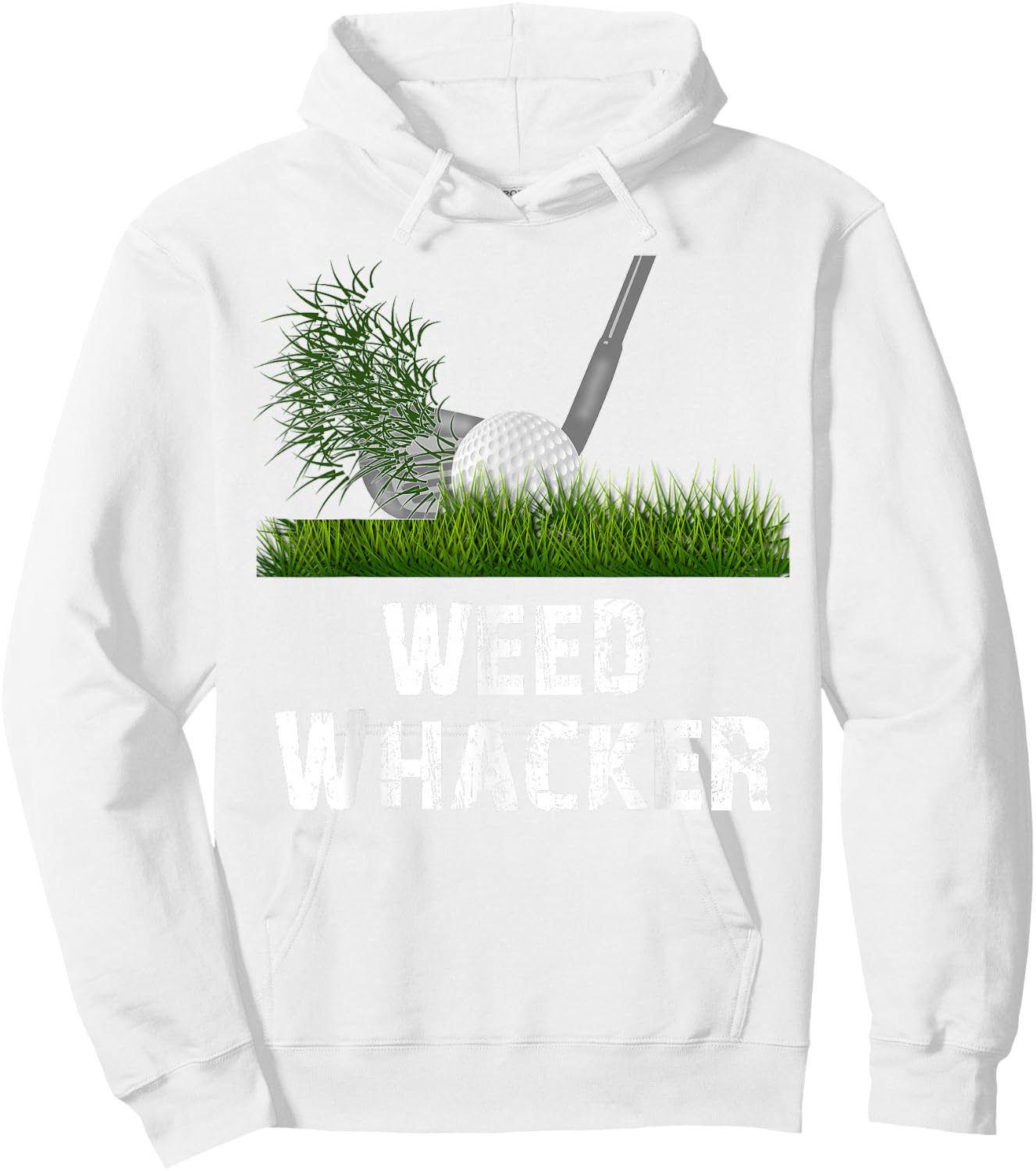 Distressed Funny Golf Weed Whacker Gift Golfers Hoodie - Hoodie | White