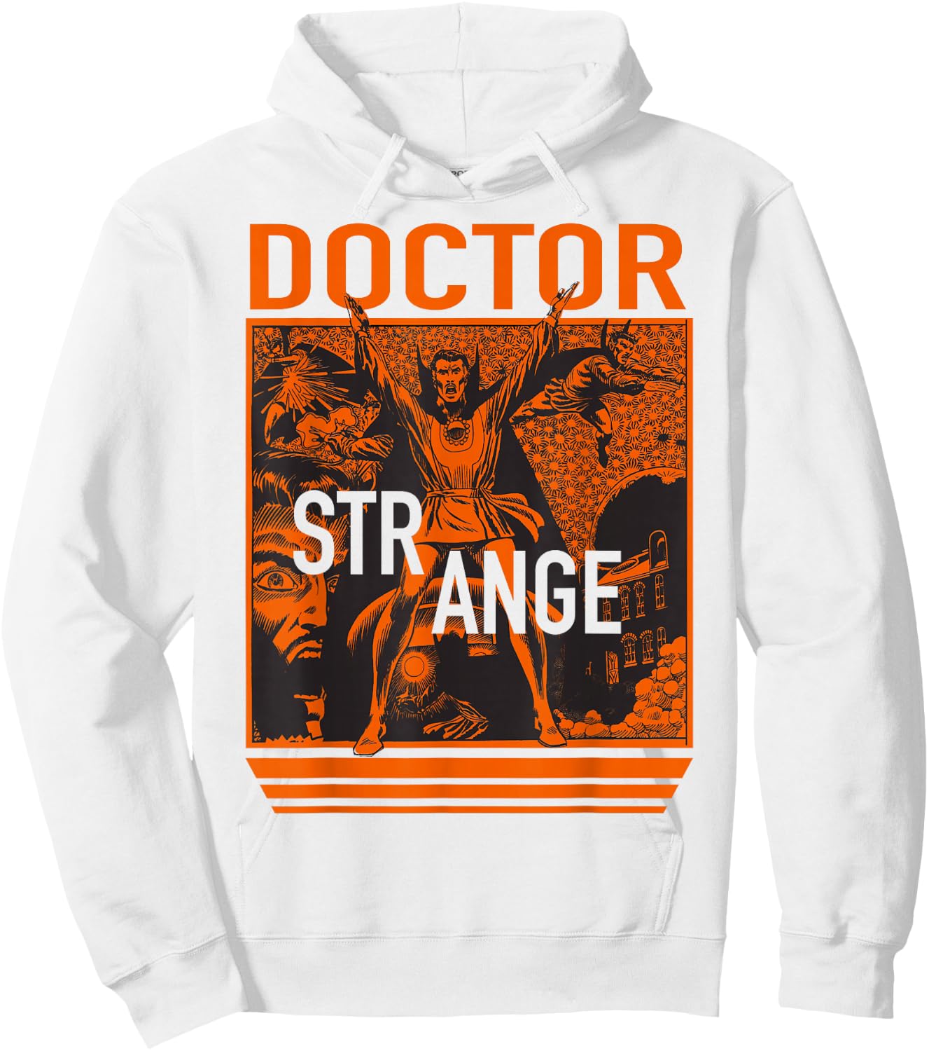 Marvel Doctor Strange Orange Retro Comic Graphic Hoodie - Hoodie | White
