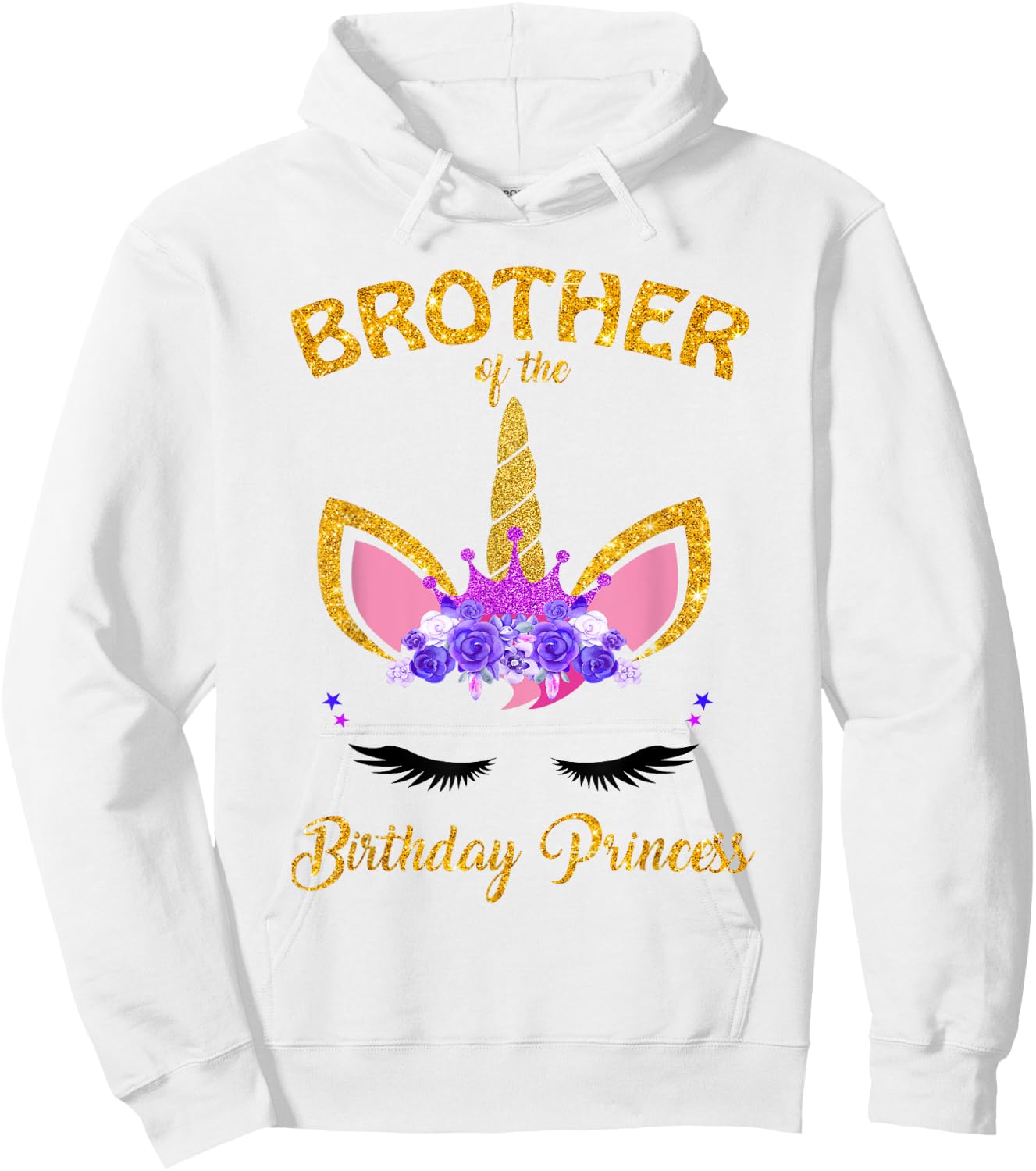 Brother Of The Birthday Princess Unicorn Family T Shirt Hoodie - Hoodie | White