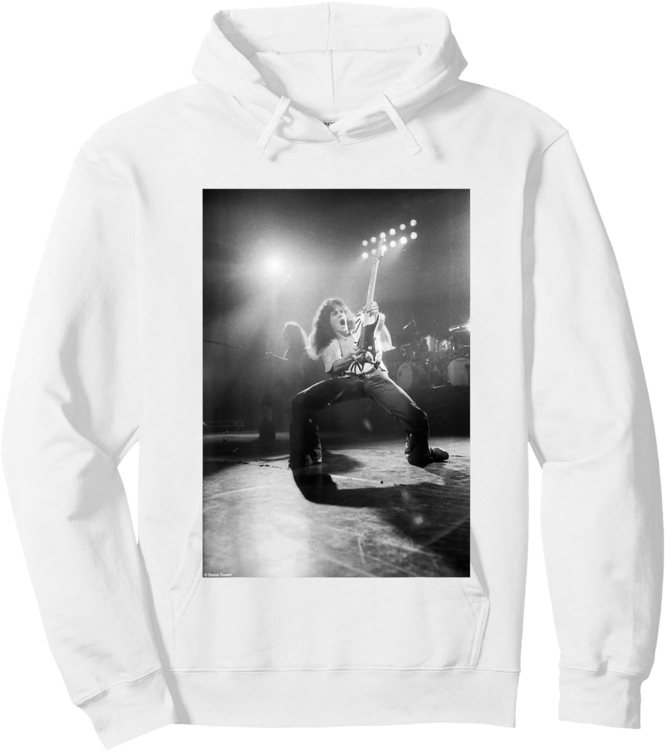 Eddie Van Halen Live Rainbow Theatre by Simon Fowler Hoodie - Hoodie | White