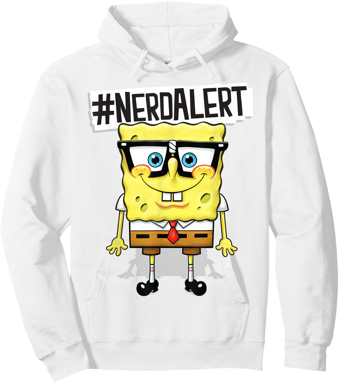 Spongebob SquarePants Nerd Alert Humorous Hoodie - Hoodie | White