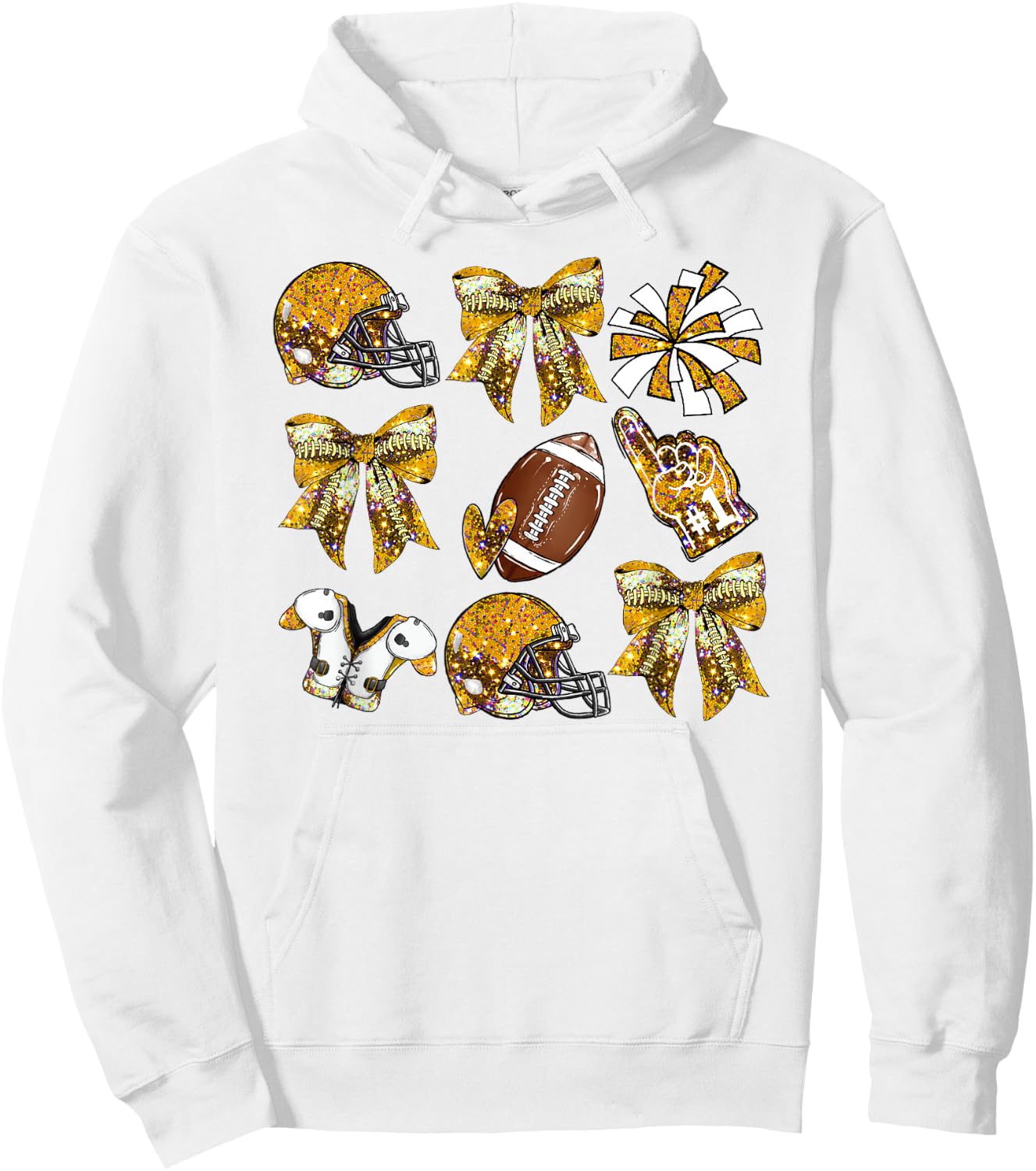 Yellow Coquette Bow Football Game Day Women Girls Kids Hoodie - Hoodie | White