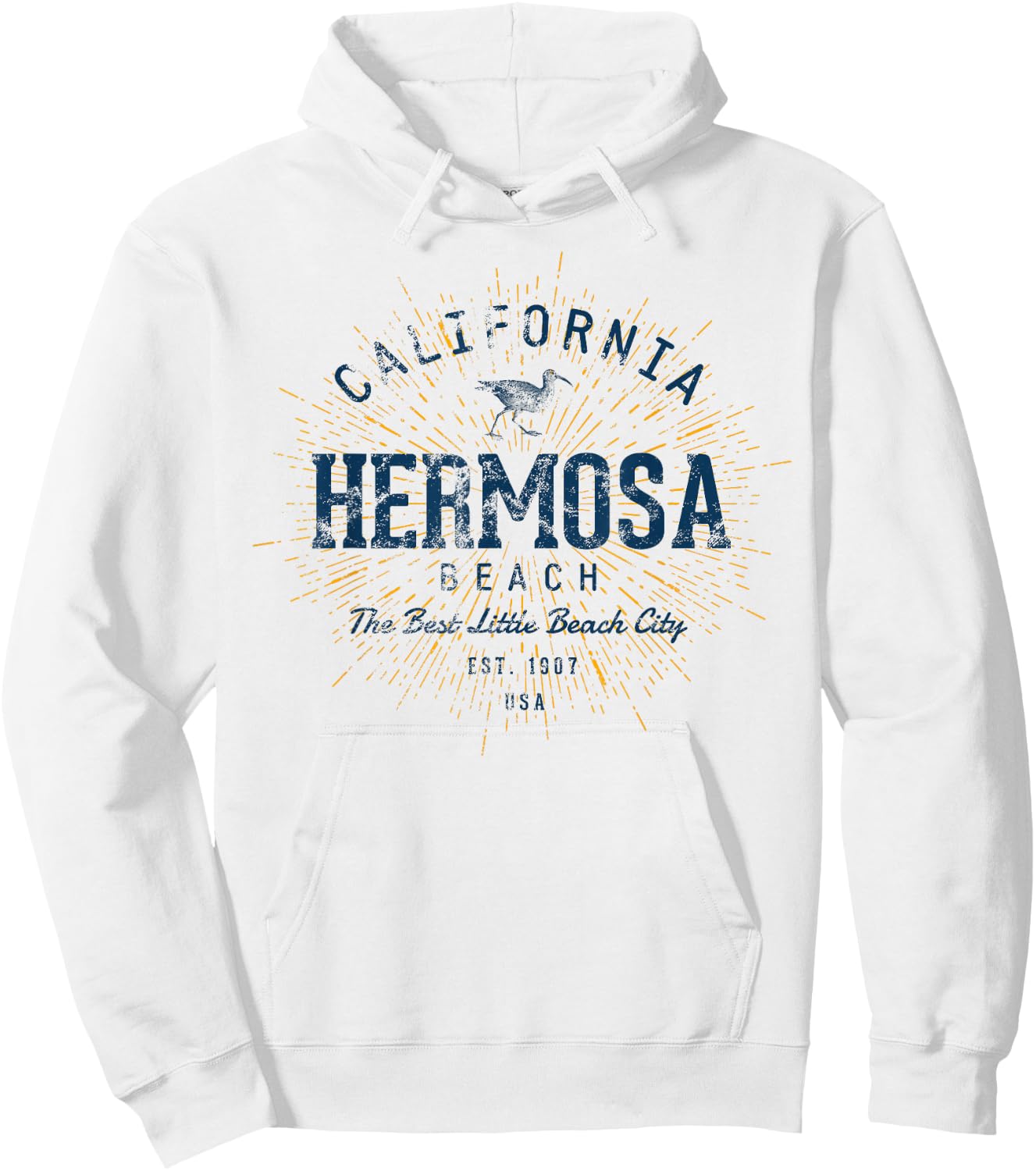 Vintage Hermosa Beach Hoodie - Hoodie | White