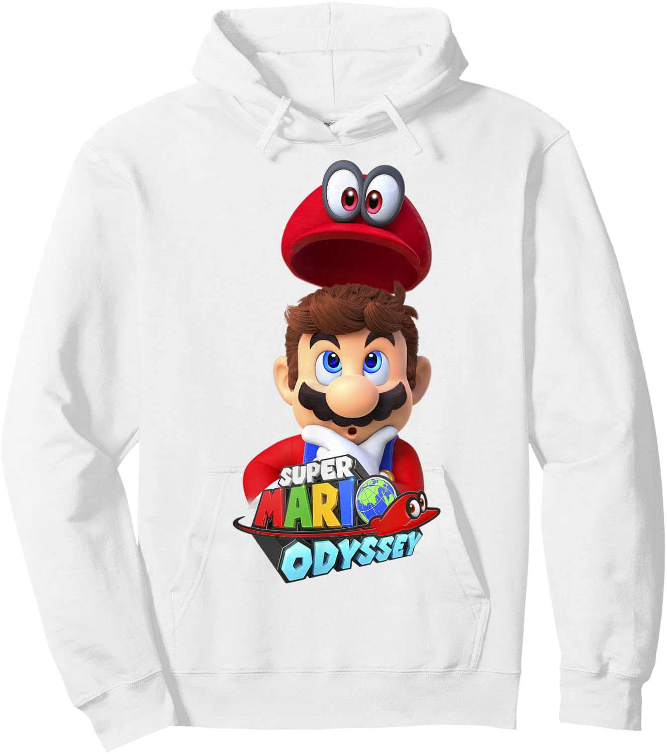 Super Mario Odyssey Game Logo Cappy Mario Graphic Hoodie - Hoodie | White