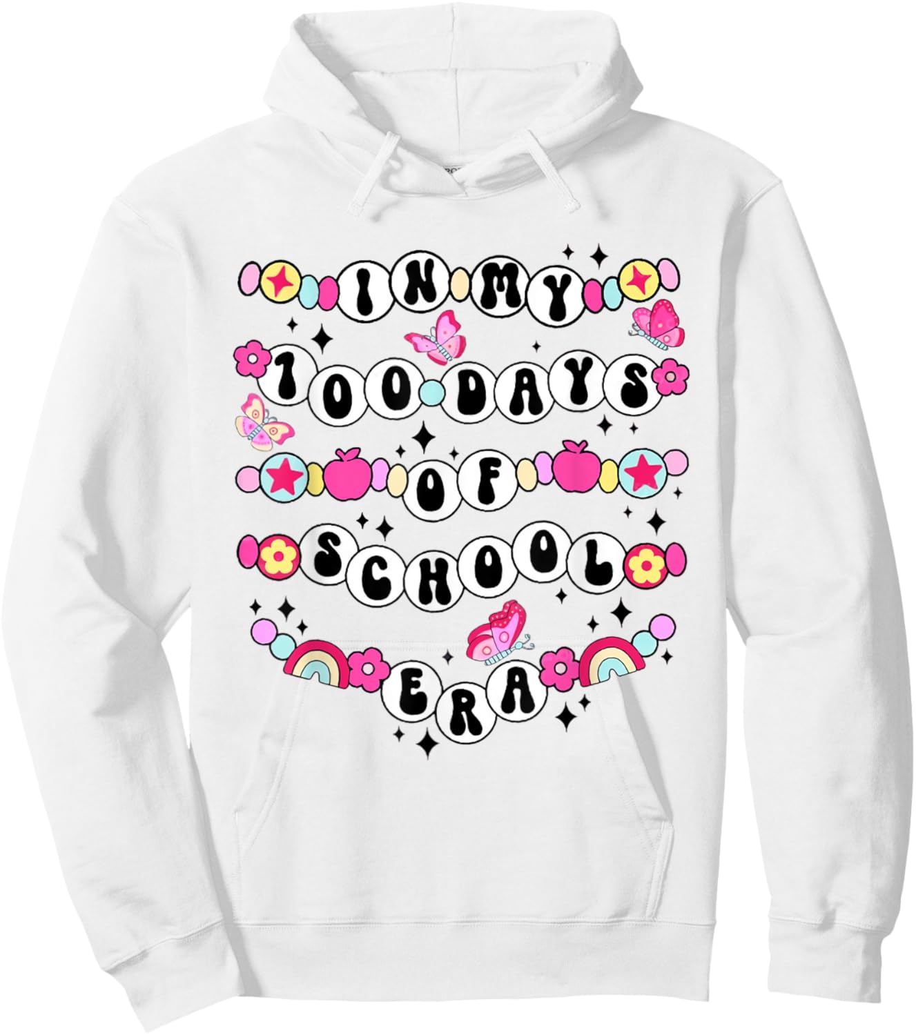 In My 100 Day Of School Era Friendship Bracelet Teacher Hoodie - Hoodie | White