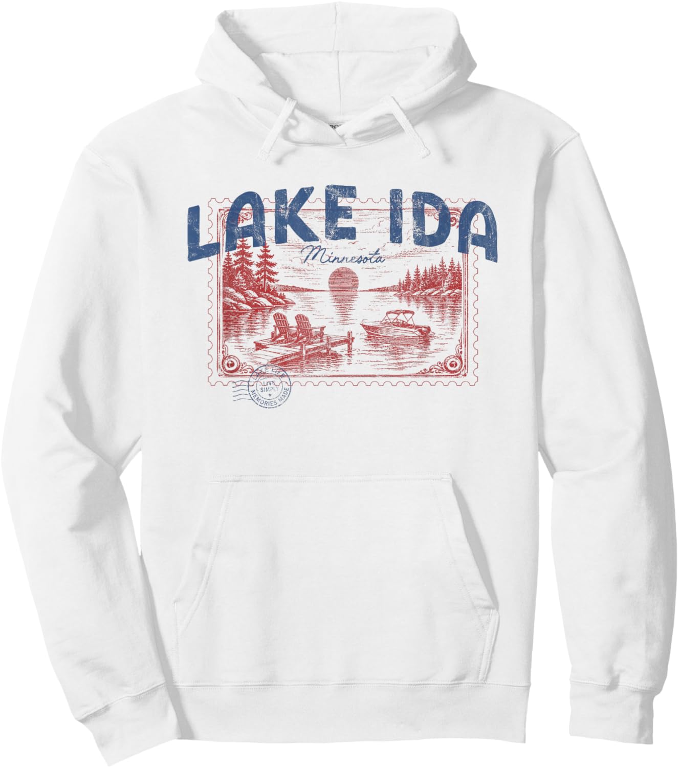 Lake Ida Minnesota Outdoors Vintage Hoodie - Hoodie | White