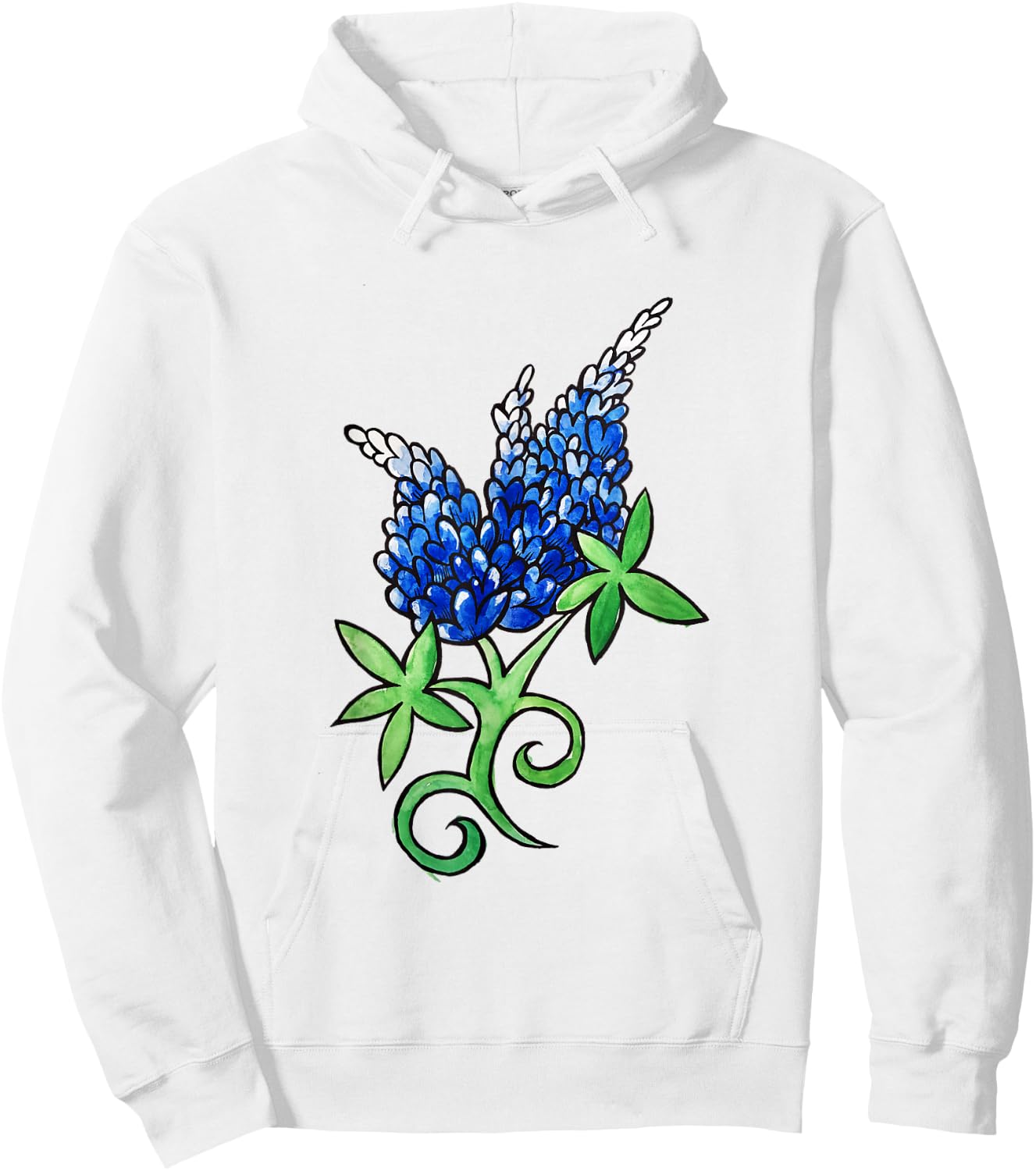 Texas Bluebonnet artistic watercolor texas shirt Hoodie - Hoodie | White