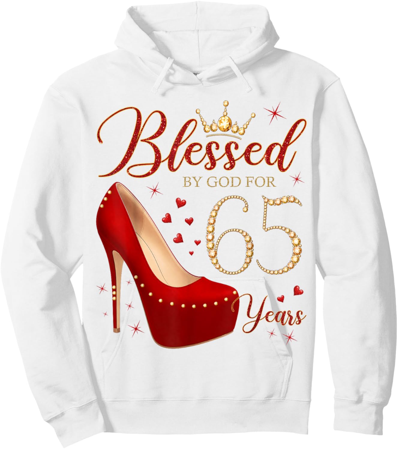 Blessed By God for 65 Years Old 65th Birthday Party Hoodie - Hoodie | White