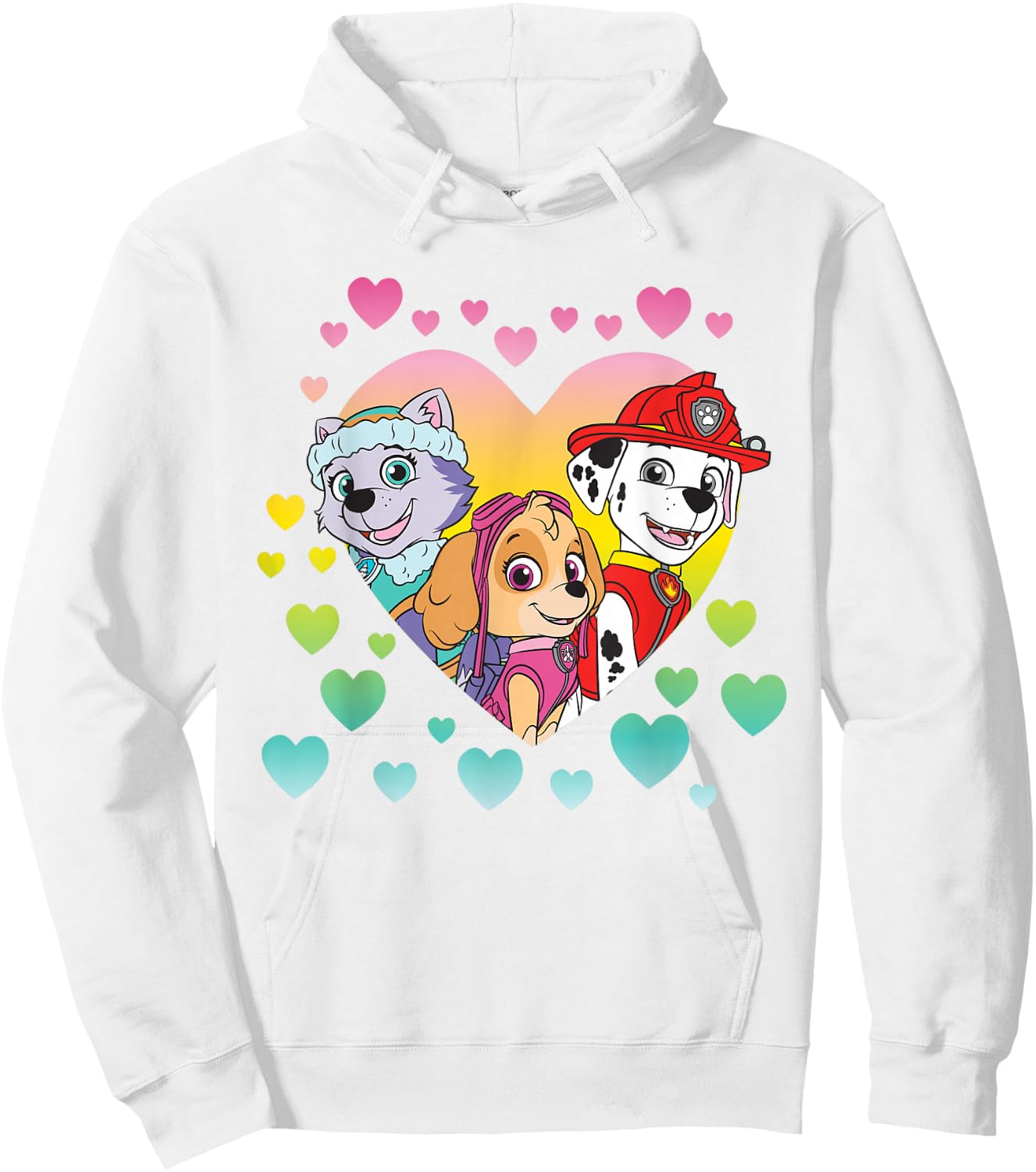 Paw Patrol Characters in Hearts Hoodie - Hoodie | White