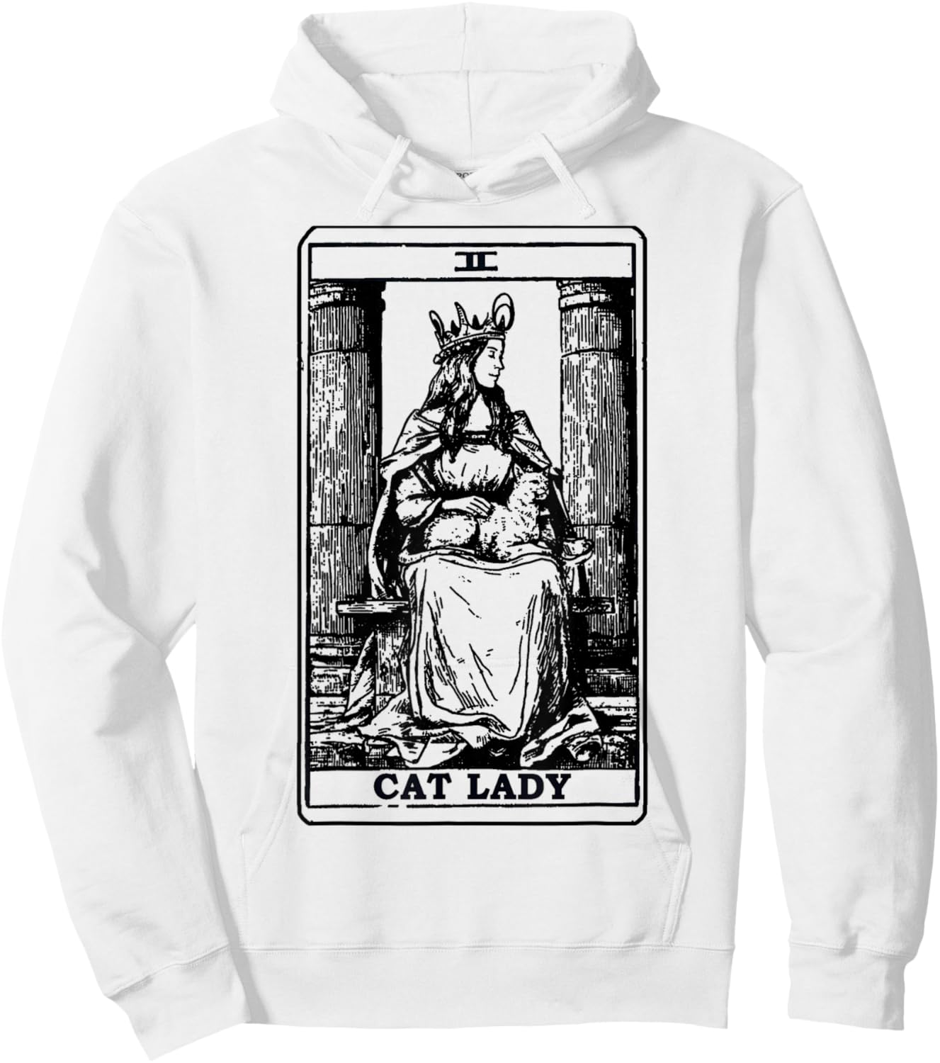 Cat Lady Tarot Card Vintage Deck Reader Lover Gothic Women Hoodie - Hoodie | White