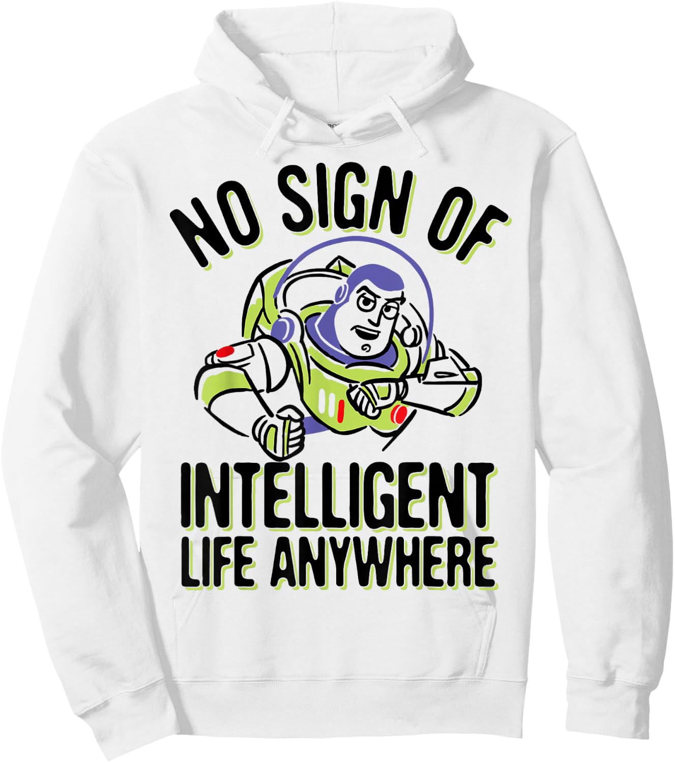 Disney Pixar Toy Story Buzz Lightyear No Intelligent Life Hoodie - Hoodie | White