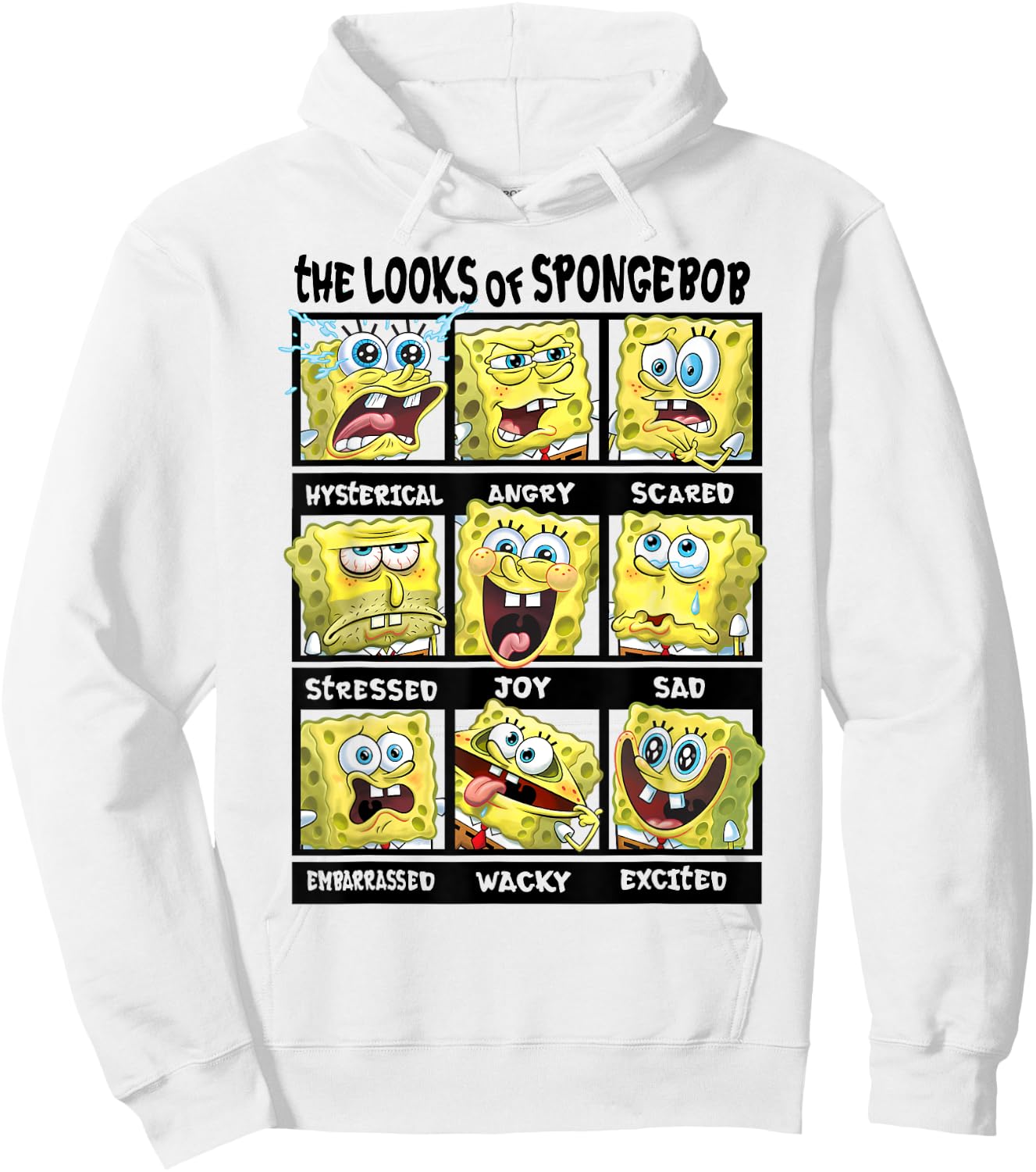 Spongebob SquarePants Multiple Looks & Emotions Hoodie - Hoodie | White