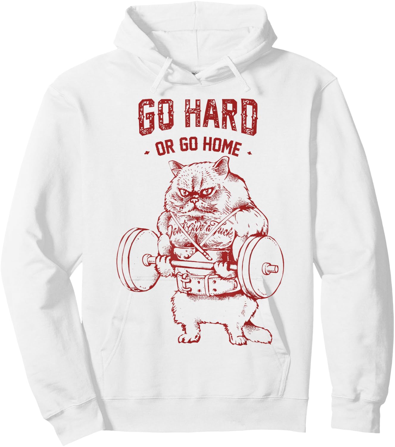 Go Hard or Go Home Cat Hoodie - Hoodie | White