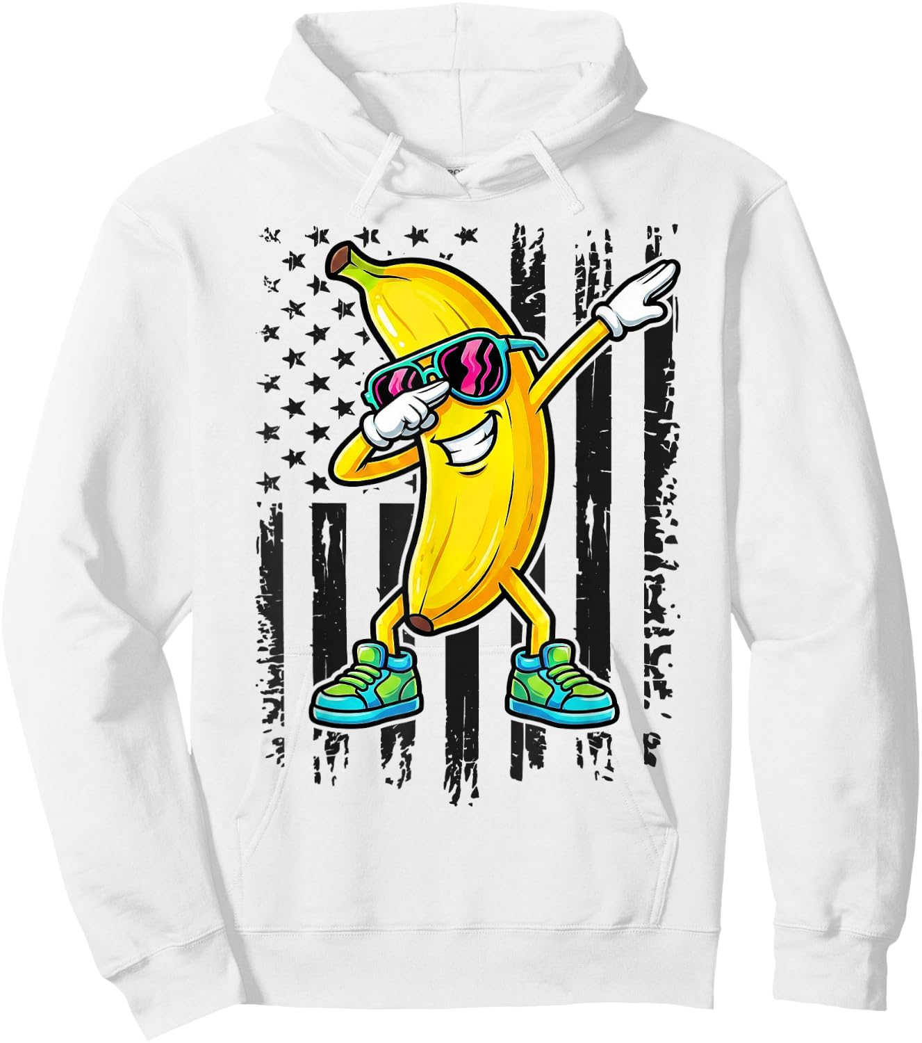 Dabbing Banana American Flag Kids Youth Boys Girls Hoodie - Hoodie | White