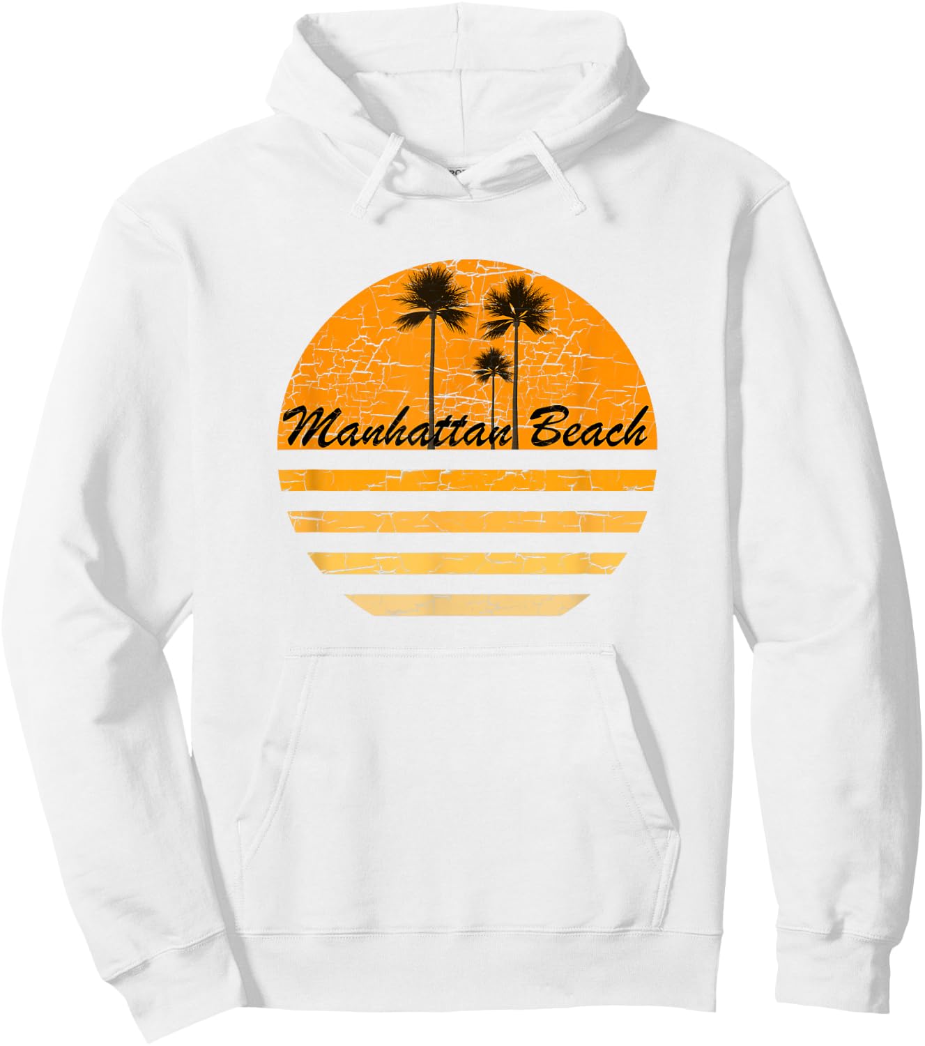Manhattan Beach, CA Vintage 70s Throwback Surf Hoodie - Hoodie | White