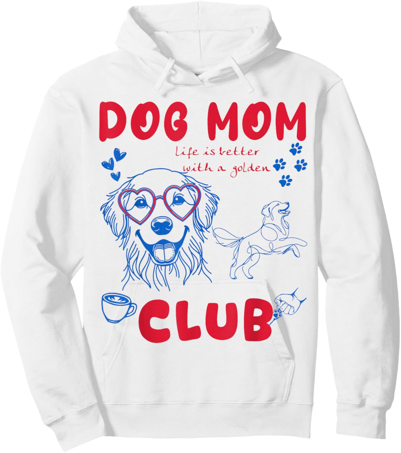 Dog Mom Club Retro Graphic for Golden Retriever Lovers Hoodie - Hoodie | White