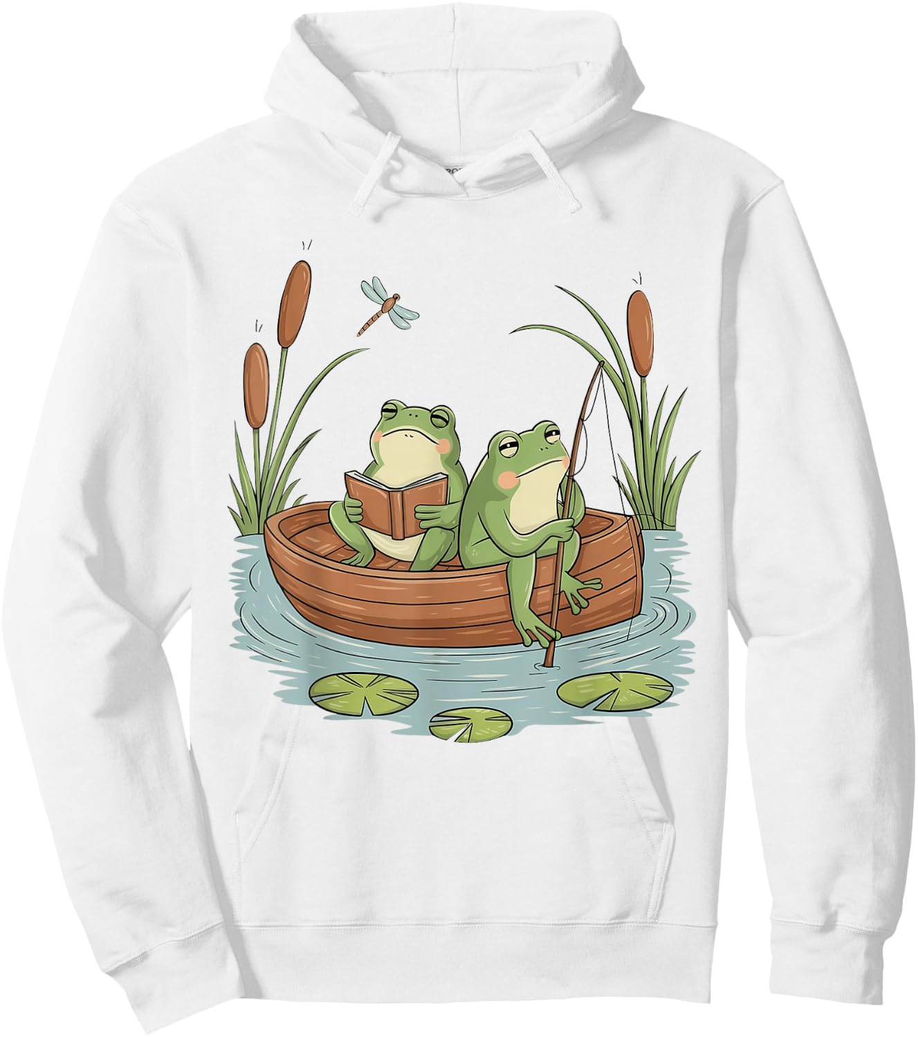 Frog Cottagecore Aesthetic Frog Fishing Nostalgia Frog Lover Hoodie - Hoodie | White