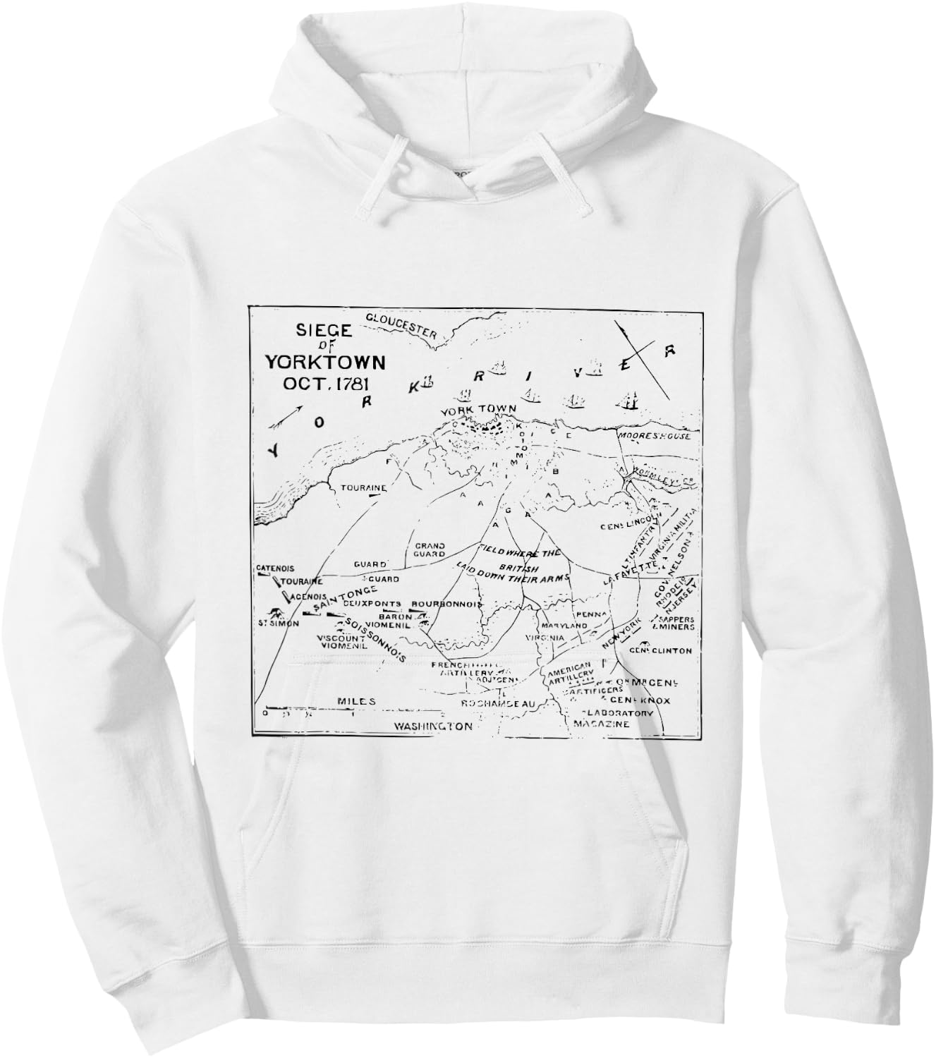 Siege of Yorktown Virginia Revolutionary War Map Hoodie - Hoodie | White