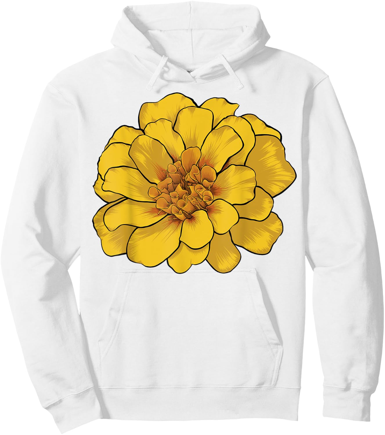 Yellow Marigold Flower Hoodie - Hoodie | White