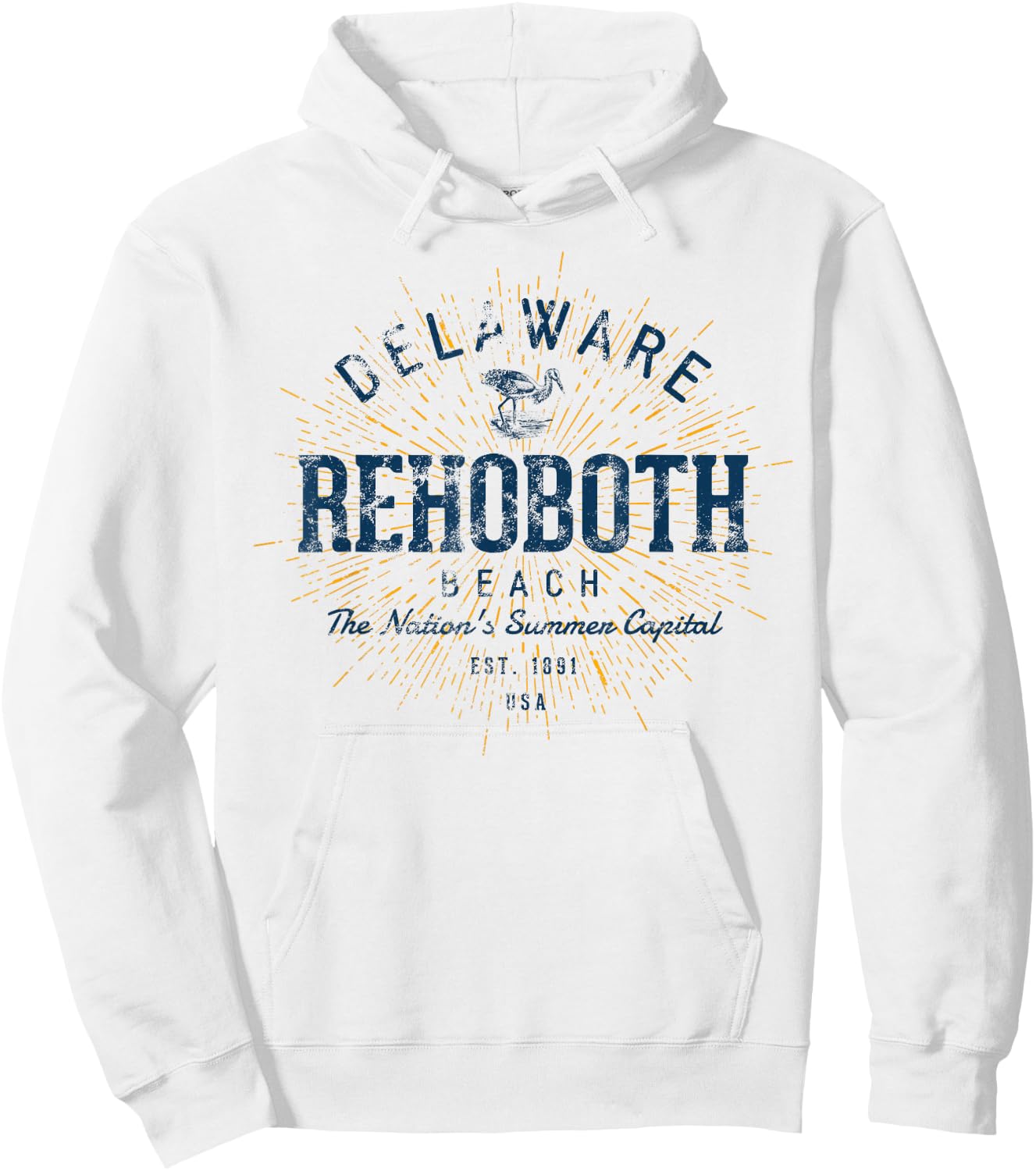 Vintage Rehoboth Beach Retro Hoodie - Hoodie | White