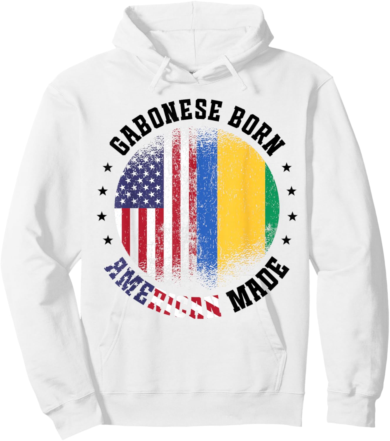 Gabonese Flag American US Flag Outfit for Gabon Hoodie - Hoodie | White