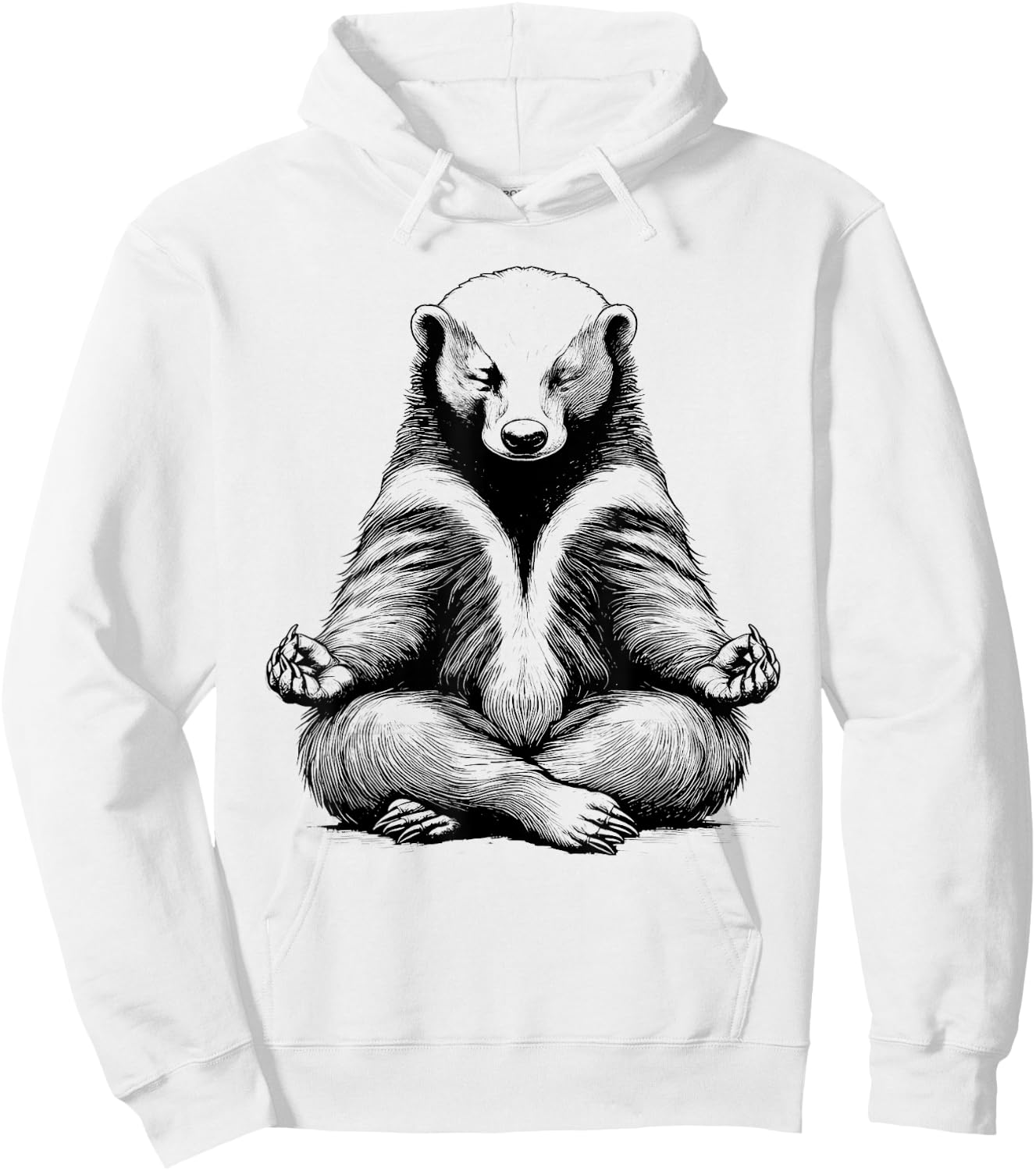 Honey Badger Doing Yoga Funny design Hoodie - Hoodie | White
