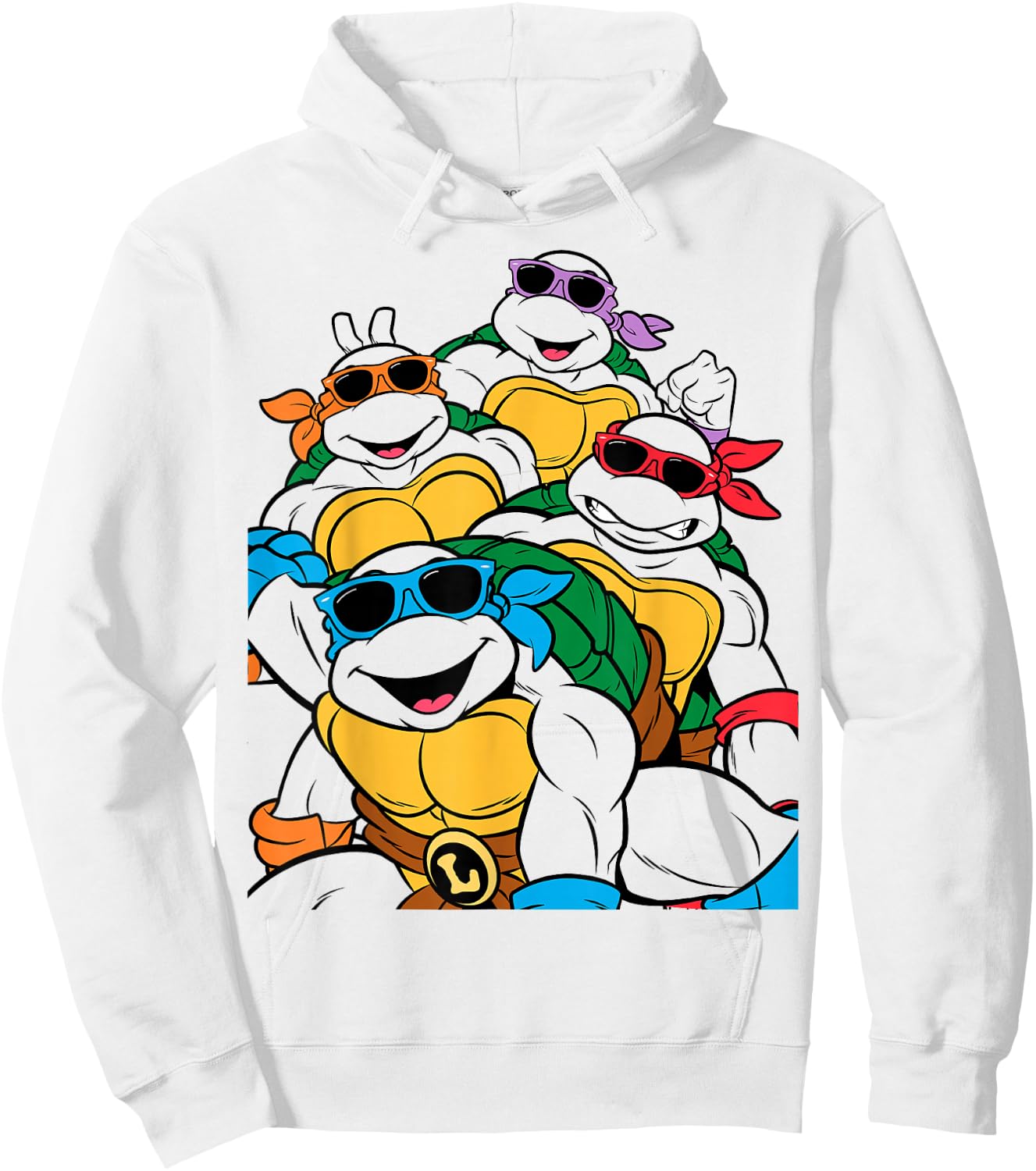 Teenage Mutant Ninja Turtles With Sunglasses Hoodie - Hoodie | White