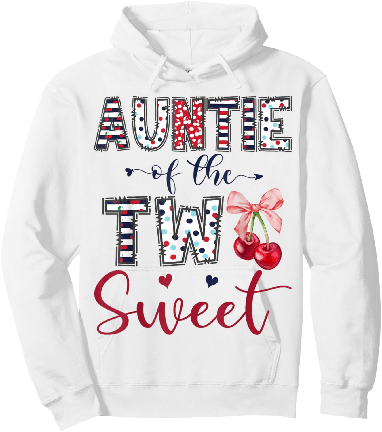 Auntie of The Two Sweet 2nd Birthday Girl Cherry Bow Hoodie - Hoodie | White