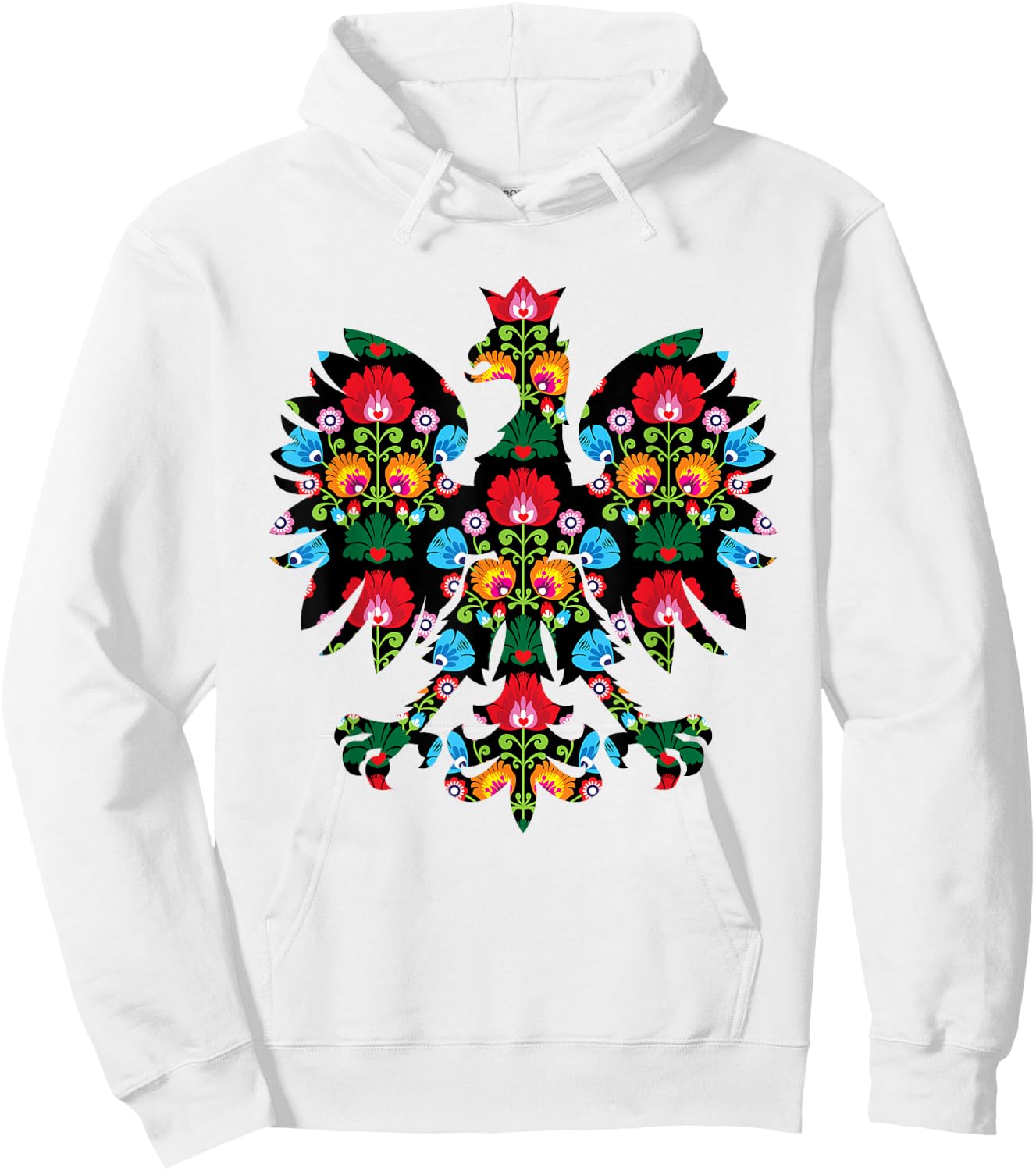 POLISH EAGLE | Poland WYCINANKI Emblem, Polish Folk Art Fest Hoodie - Hoodie | White