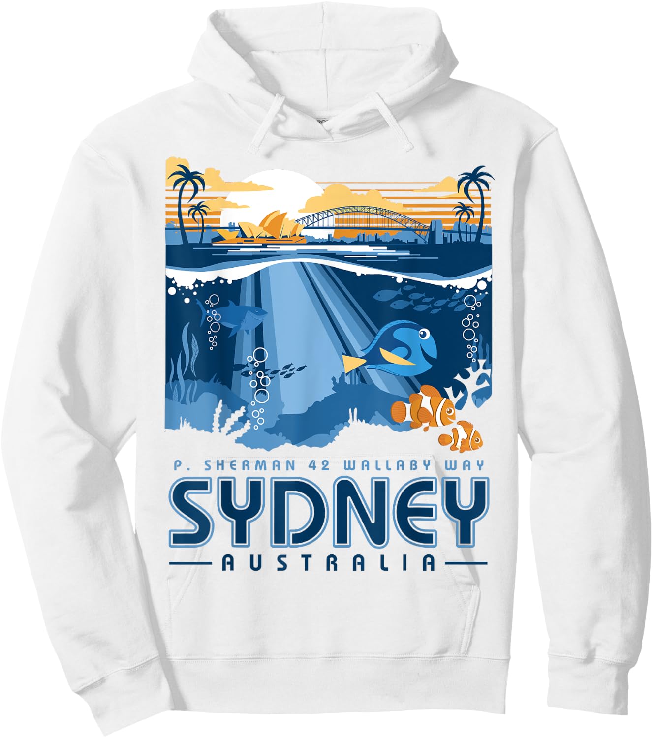 Disney Pixar Finding Nemo Sydney Australia Poster Hoodie - Hoodie | White