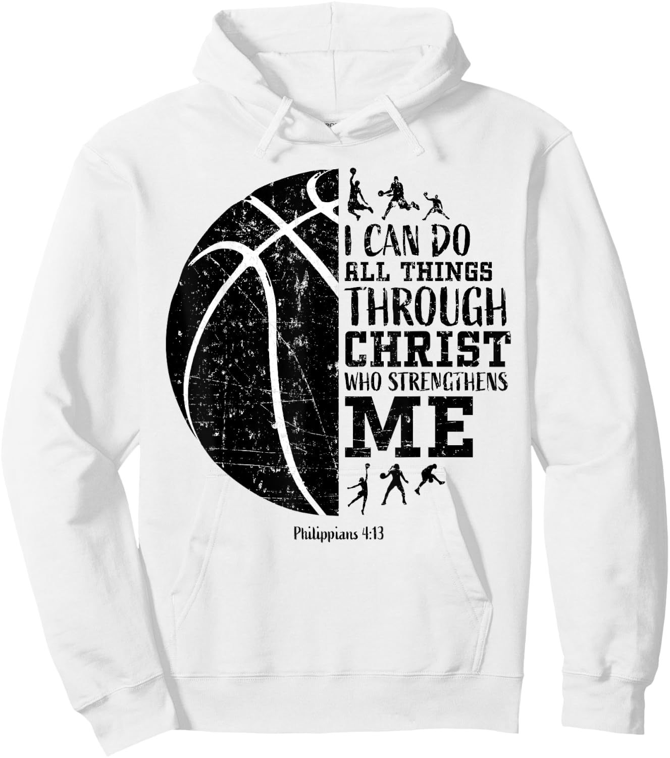 Christian Basketball Gifts Philippians 4:13 Men Women Kids Hoodie - Hoodie | White