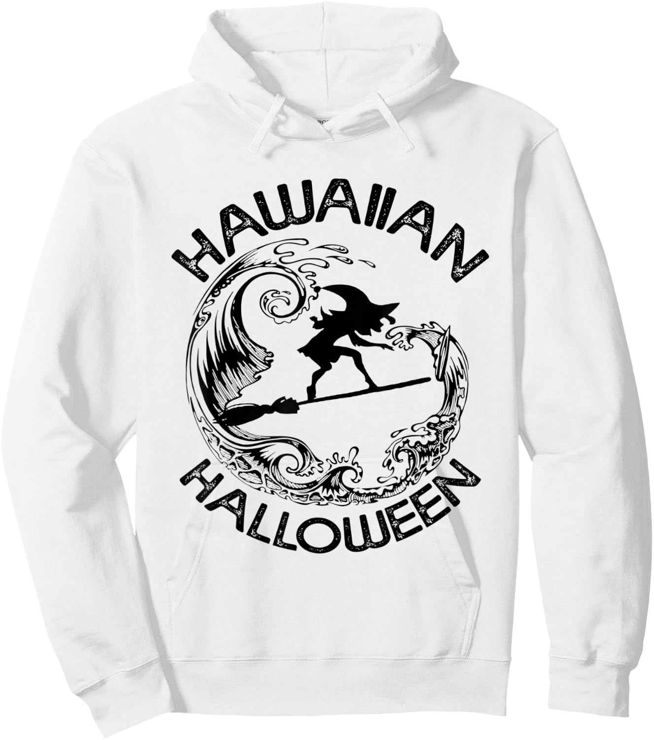 Hawaiian Halloween - Witch Surf Surfing on Waves Hoodie - Hoodie | White
