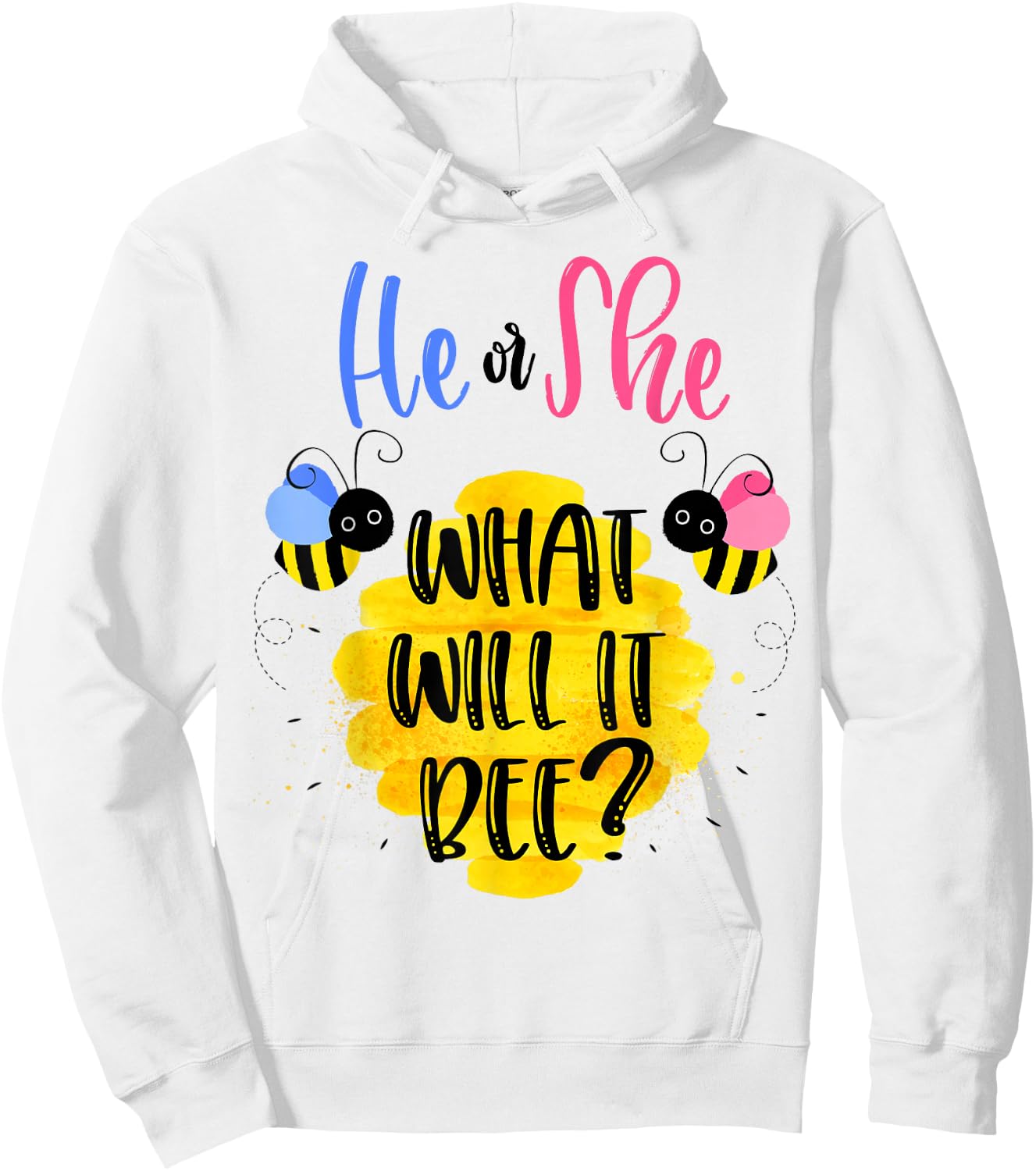 Gender Reveal What Will It Bee Shirt He or She Boy Girl Hoodie - Hoodie | White