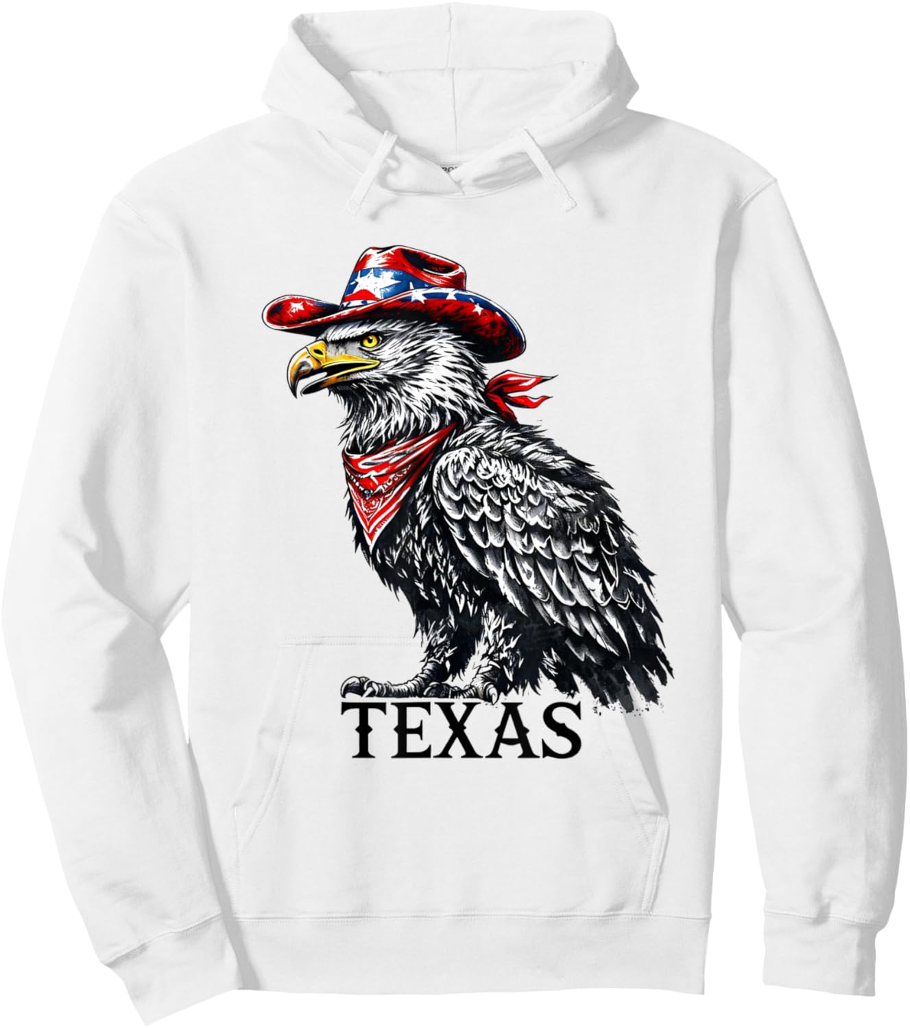 Texas Eagle American Patriotic Cowboy Hat Western Graphic Hoodie - Hoodie | White