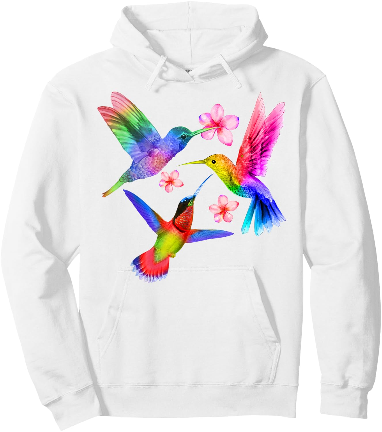 Rainbow Hummingbird Watercolor Colorful Bird Lover Gift Hoodie - Hoodie | White