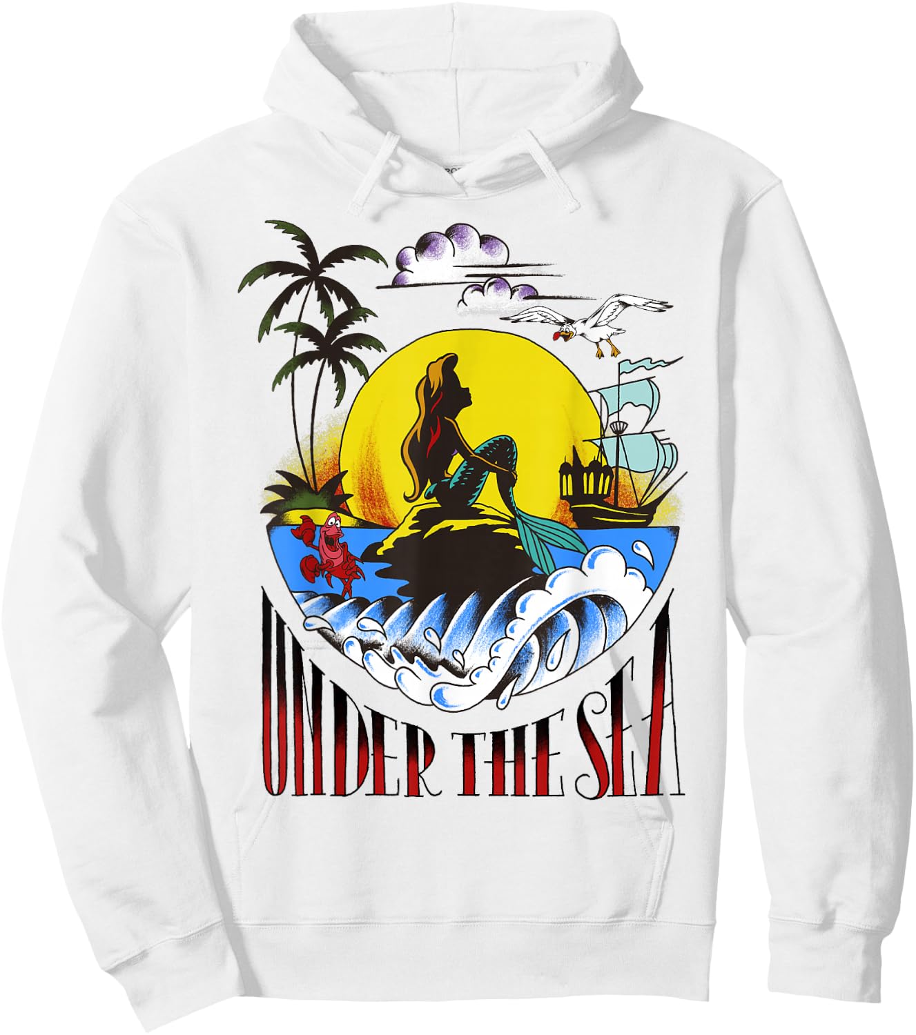 Disney Little Mermaid Ariel Under The Sea Vintage Tattoo Hoodie - Hoodie | White